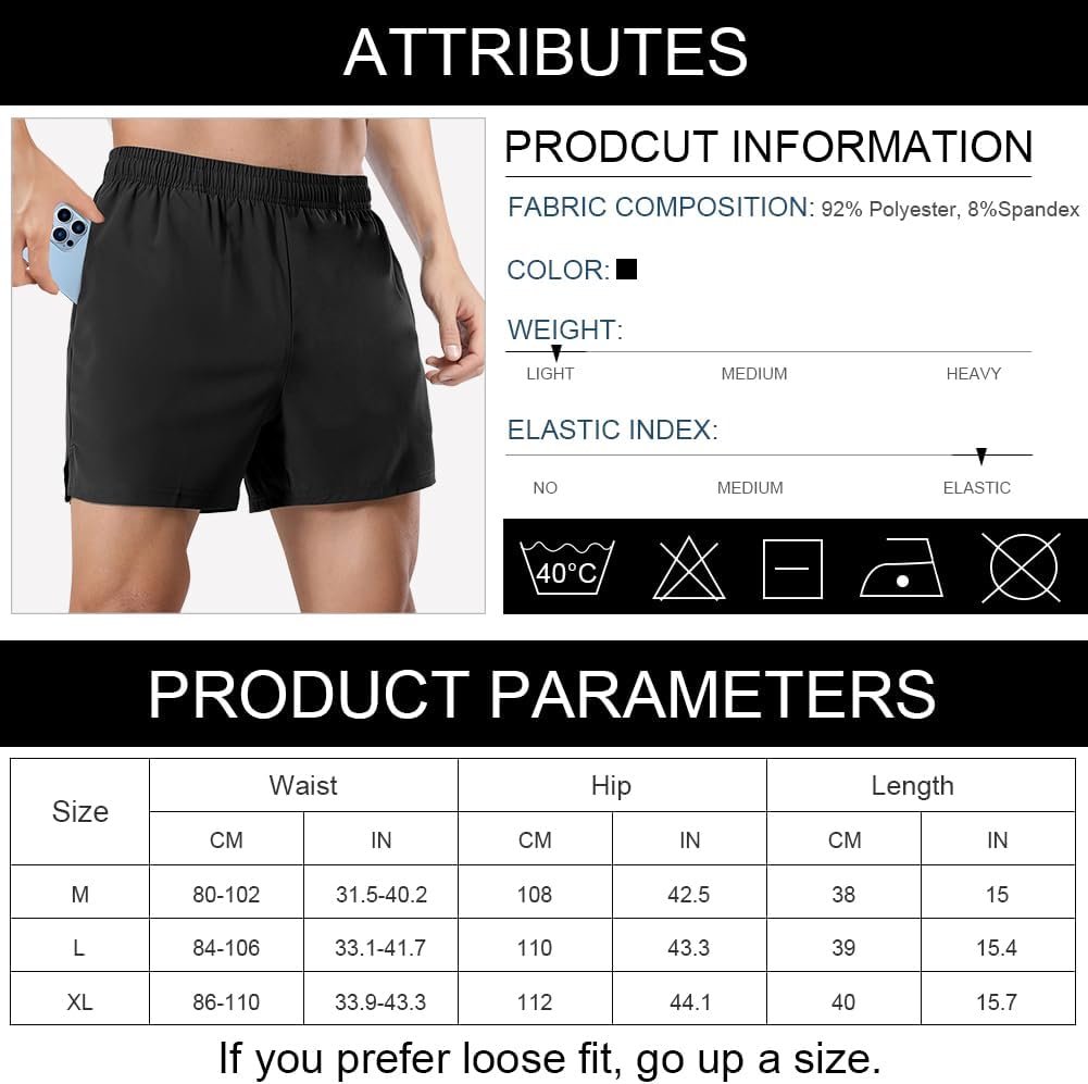 Thumbnail 1 de BSBUY Short Sport Homme à séchage rapide avec poches zippées – pour running, gym et fitness