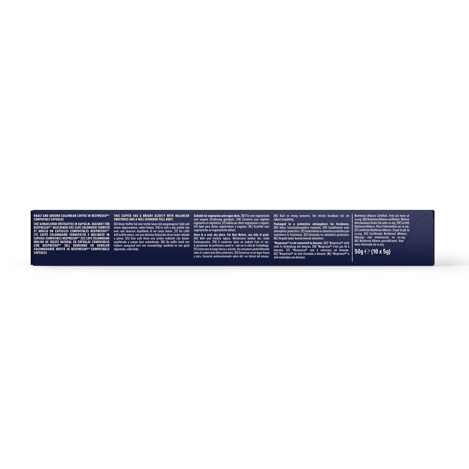 Detalle de By Amazon Kolumbianischer Kaffee – Nespresso-Kompatible Aluminiumkapseln, mittlere Röstung, Rainforest Alliance zertifiziert (10er-Pack, 100 Kapseln)