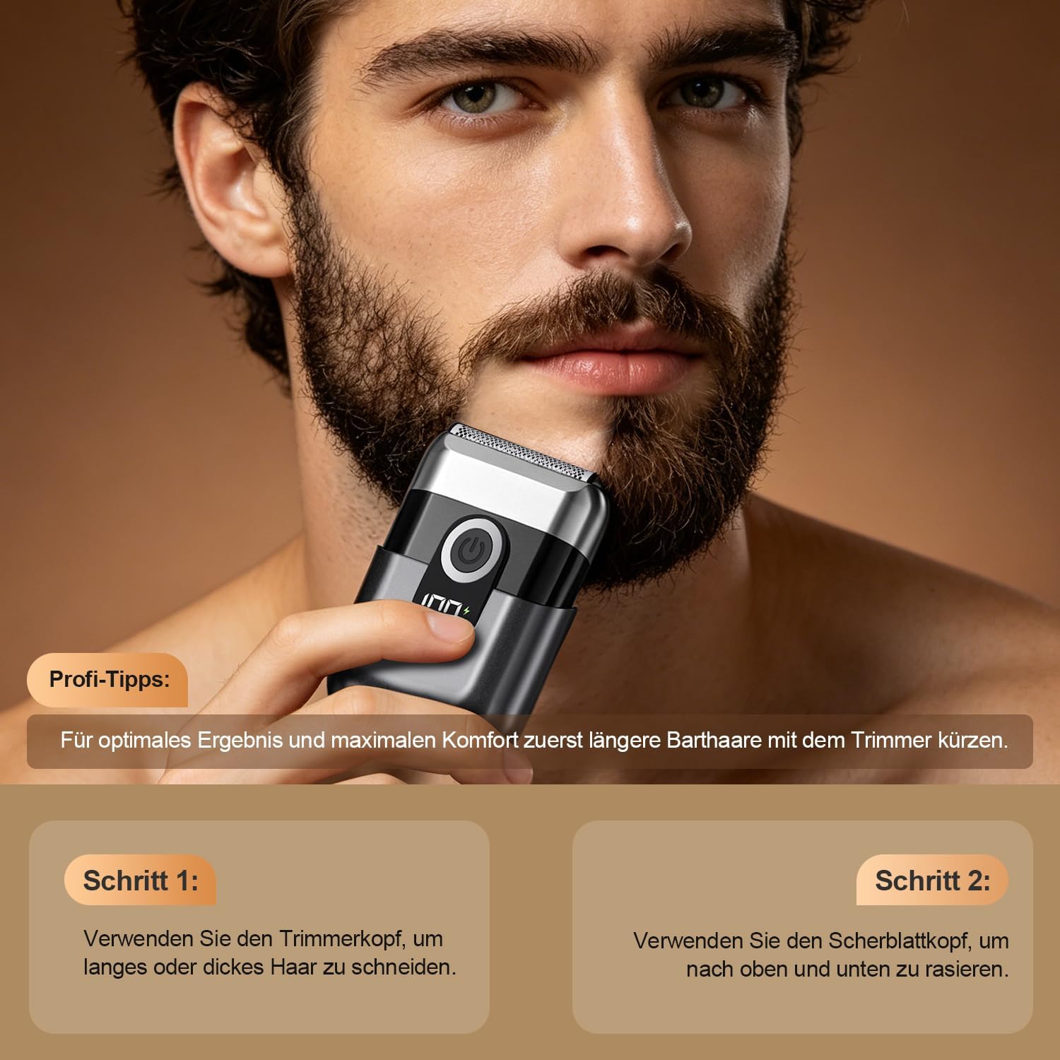 Detalle 2 de FNITAER Elektrisch Folienrasierer Herren – kompakter Reisebegleiter mit USB-C, IPX7