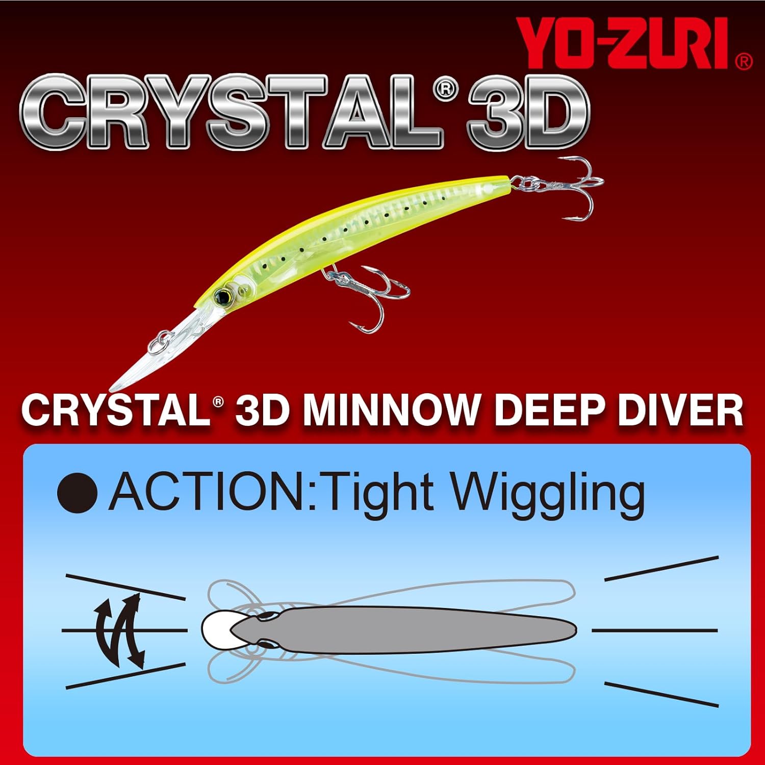 Thumbnail 2 de Yo-Zuri Crystal Minnow 3D Profond - F1153 C5 Tête Rouge