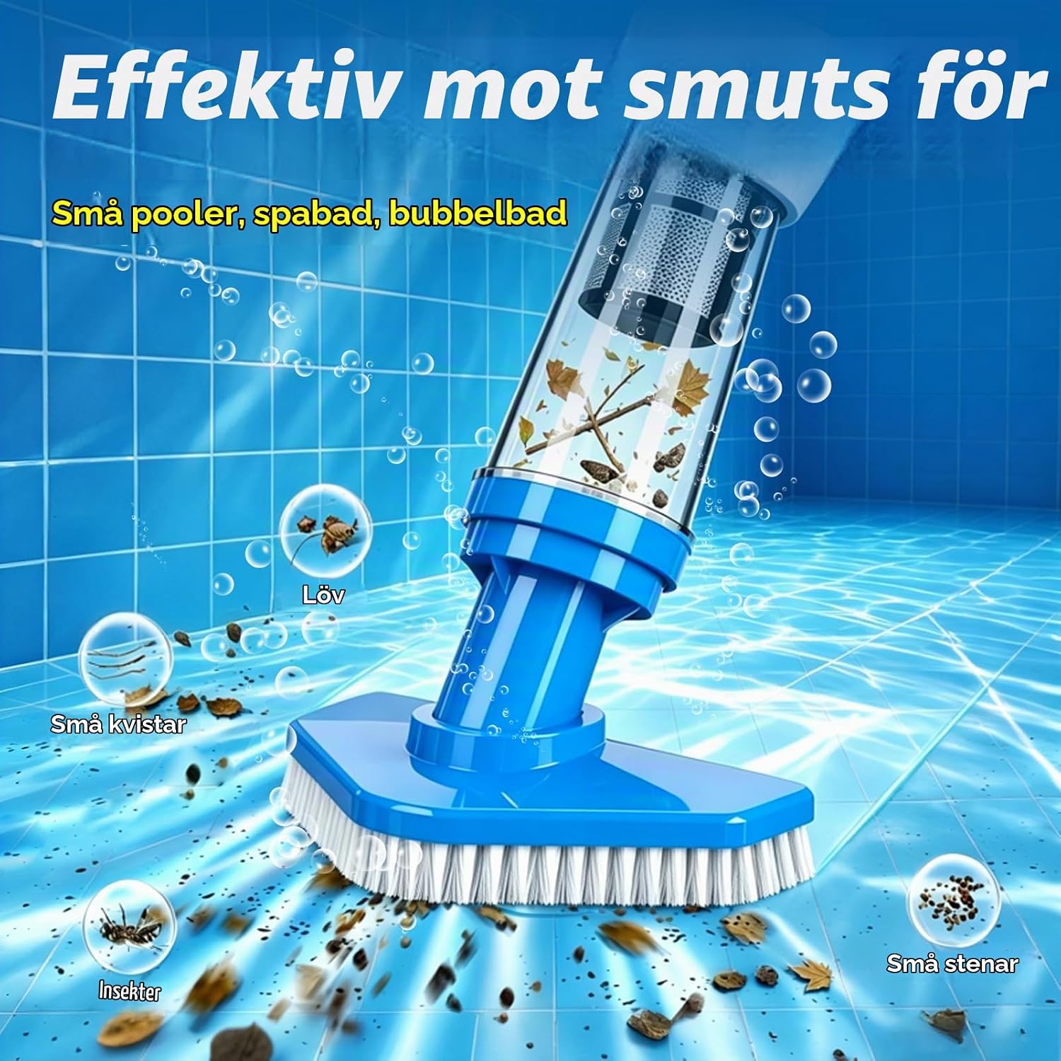 Detalle 2 de PoolyPoly 1814 pooldammsugare – batteridriven 3-i-1-modell för spa