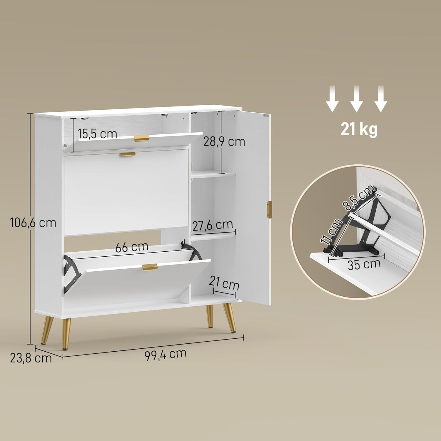 Thumbnail 2 de HOMCOM Meuble à Chaussures 12 Paires – Armoire étroite blanche