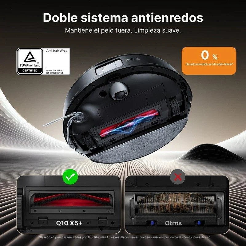Detalle de Roborock Q10 Pf+: robot aspirador y fregasuelos con navegación LiDAR y autovaciado