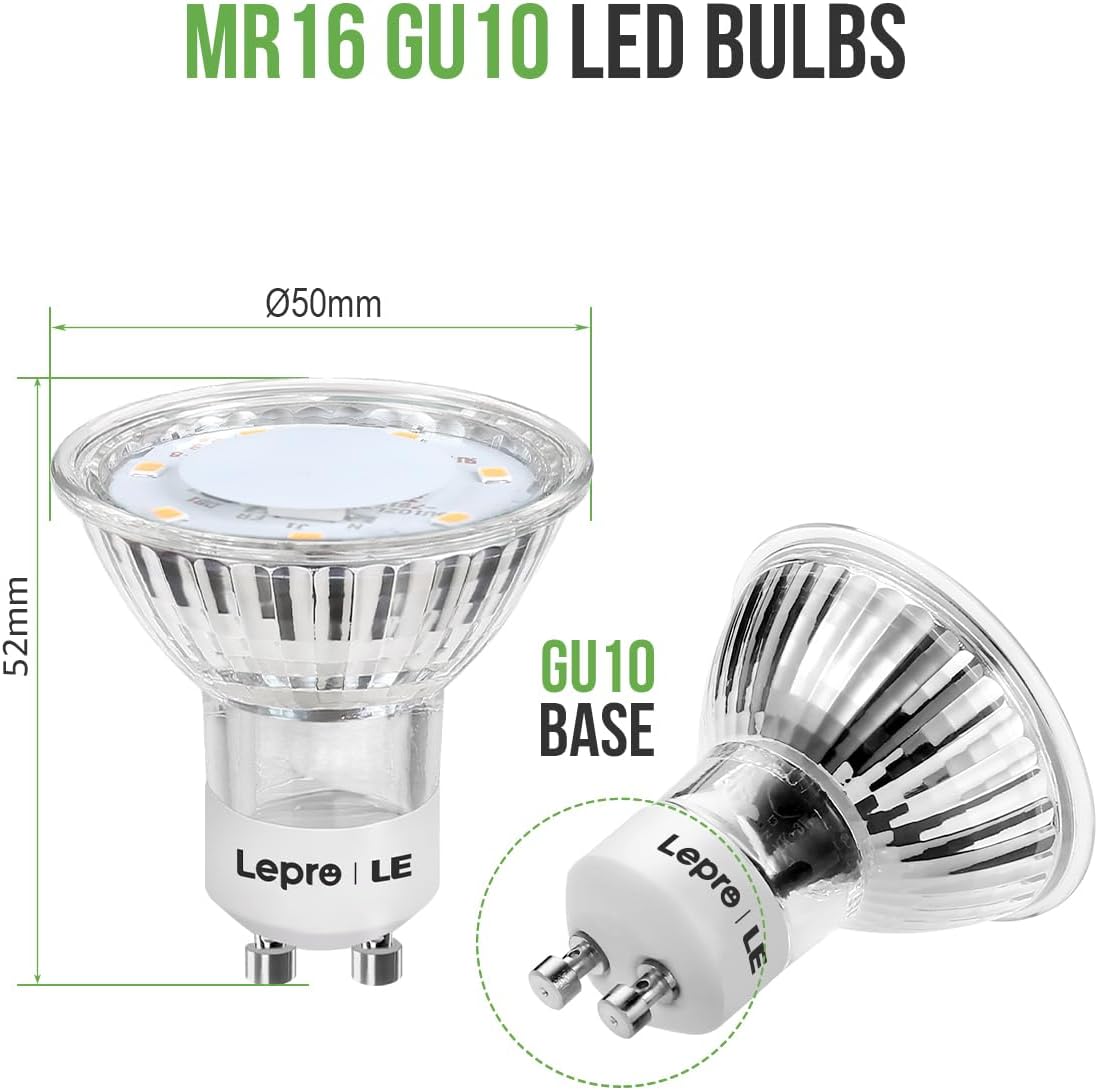Thumbnail 5 de Lepro GU10 LED Bulbs (Warm White 2700K) – 3W 35W Halogen Equivalent, 250lm, 100° Beam Angle, Non‑Dimmable (Pack of 10)