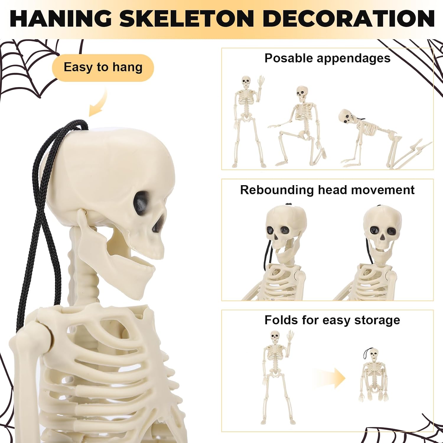 Detalle 2 de TMFsode TMF-022 16-Inch Halloween Skeleton Decorations, 5-Piece Posable Set