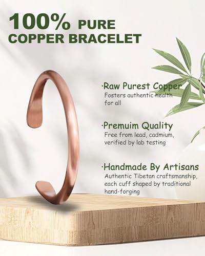 Detalle de MagEnergy Kupferarmband – handgefertigt, tibetisches Design, offen verstellbar