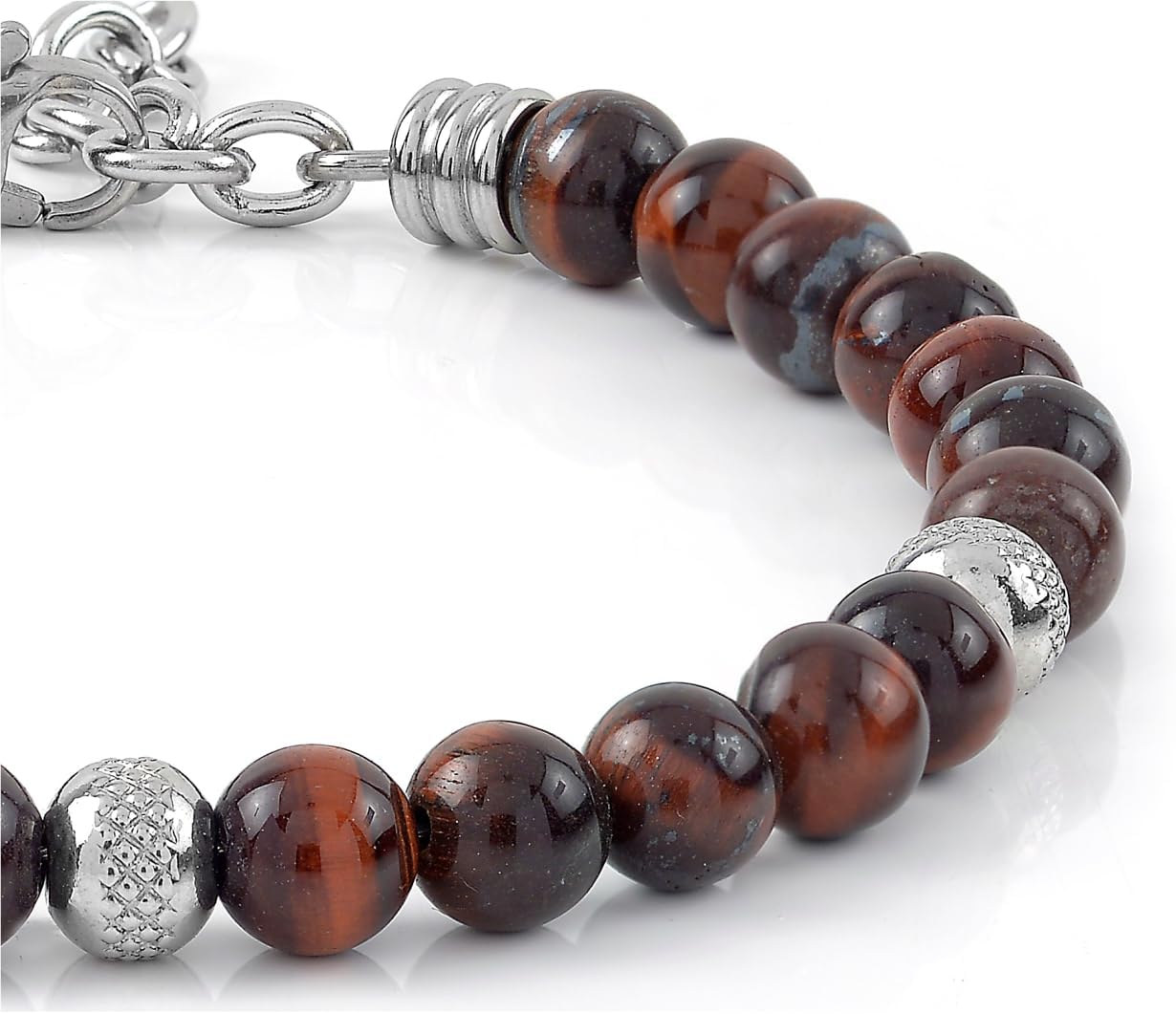 Detalle 2 de 10:10 Bracciale Occhio di Tigre Rosso 22 cm