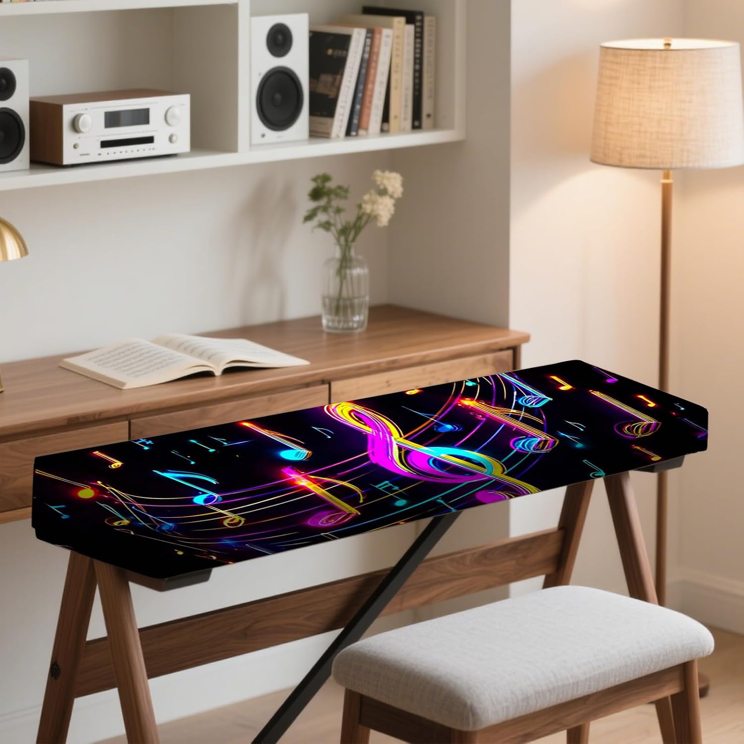 Thumbnail 6 de Nuxovilar Neon Note 88-Key Piano Cover, Elastic Polyester with Neon Design