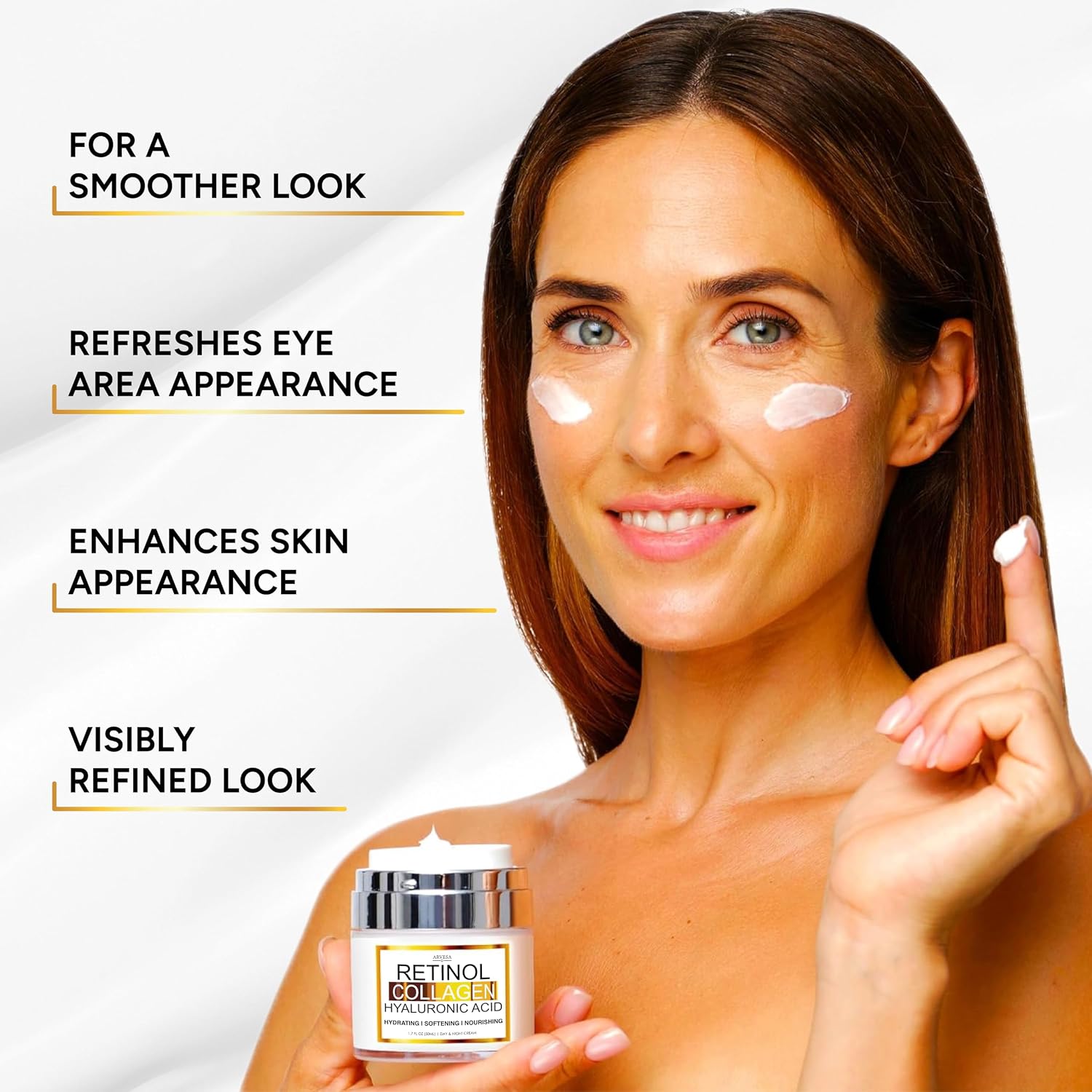 Detalle 2 de Arvesa CLG3 Retinol Face Cream with Hyaluronic Acid, Collagen, 50 mL