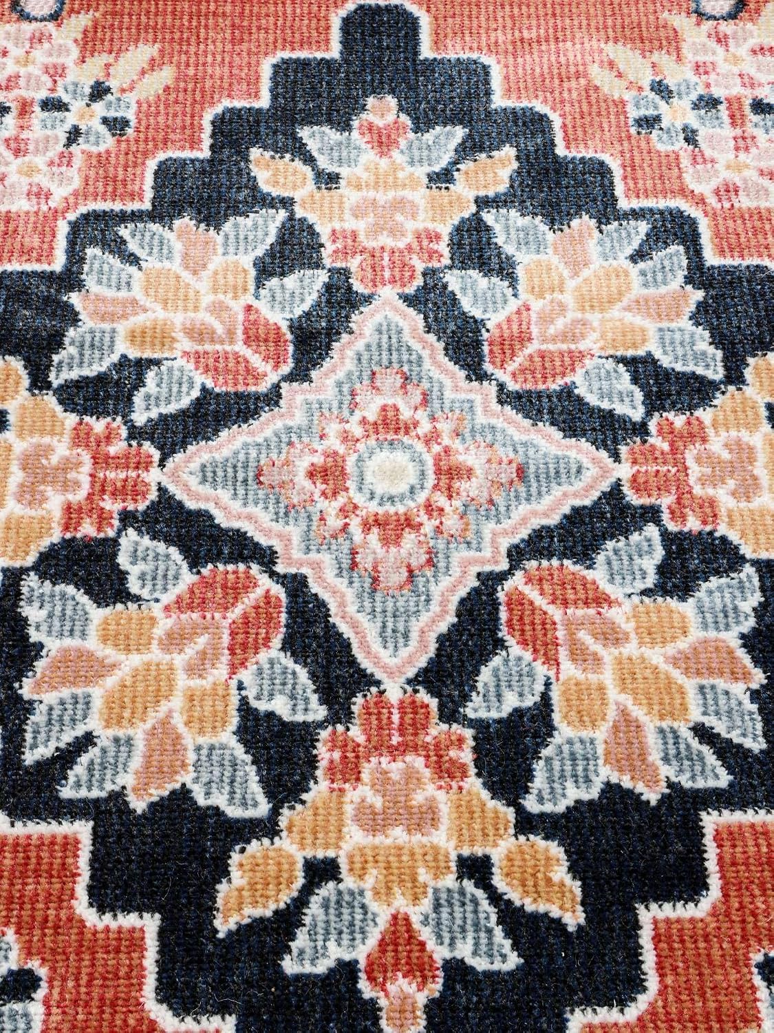 Detalle de RugVista Fari Kilim Round Indoor & Outdoor Rug, Ø 150 cm, Pink
