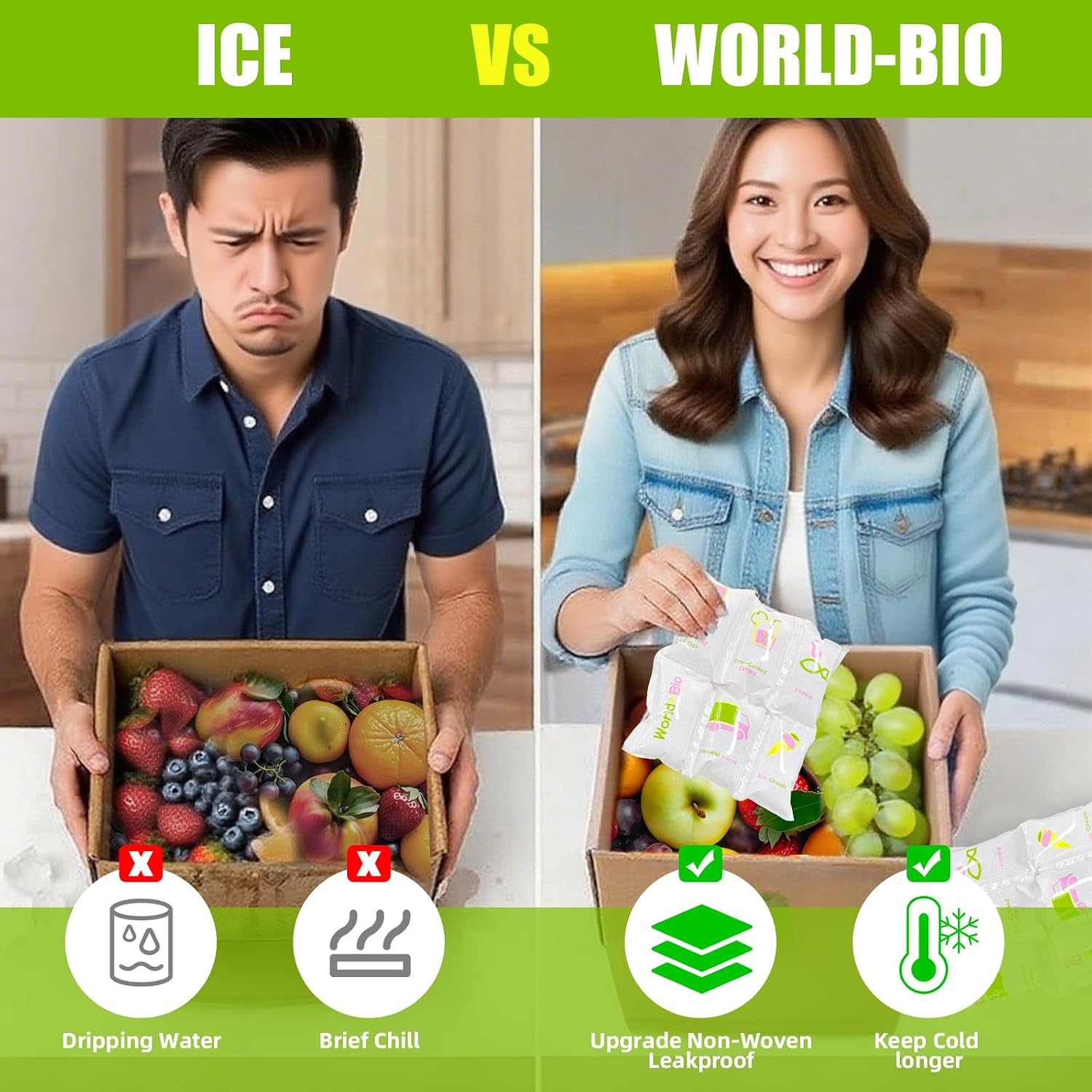 Detalle de WORLD-BIO Reusable Ice Packs, 4-Sheet Set