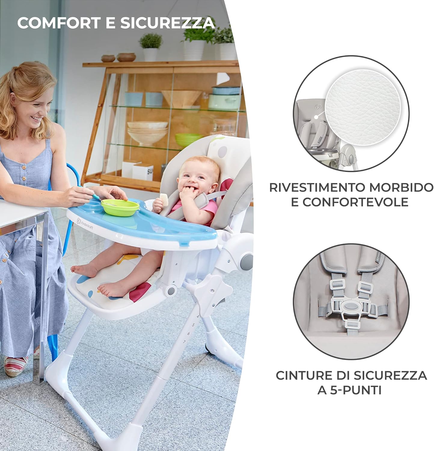 Thumbnail 6 de Kinderkraft YUMMY Seggiolone Pappa: seggiolone pieghevole e regolabile per neanche 6 mesi fino a 3 anni