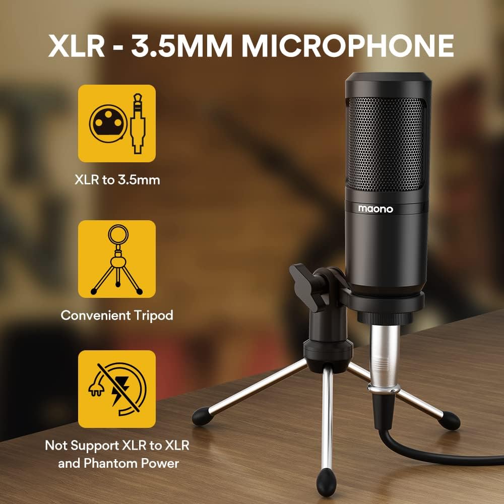 Detalle de MAONO AU-AM200-S1 Podcast Mixer Bundle with Mic, 4 Custom Sound Pads