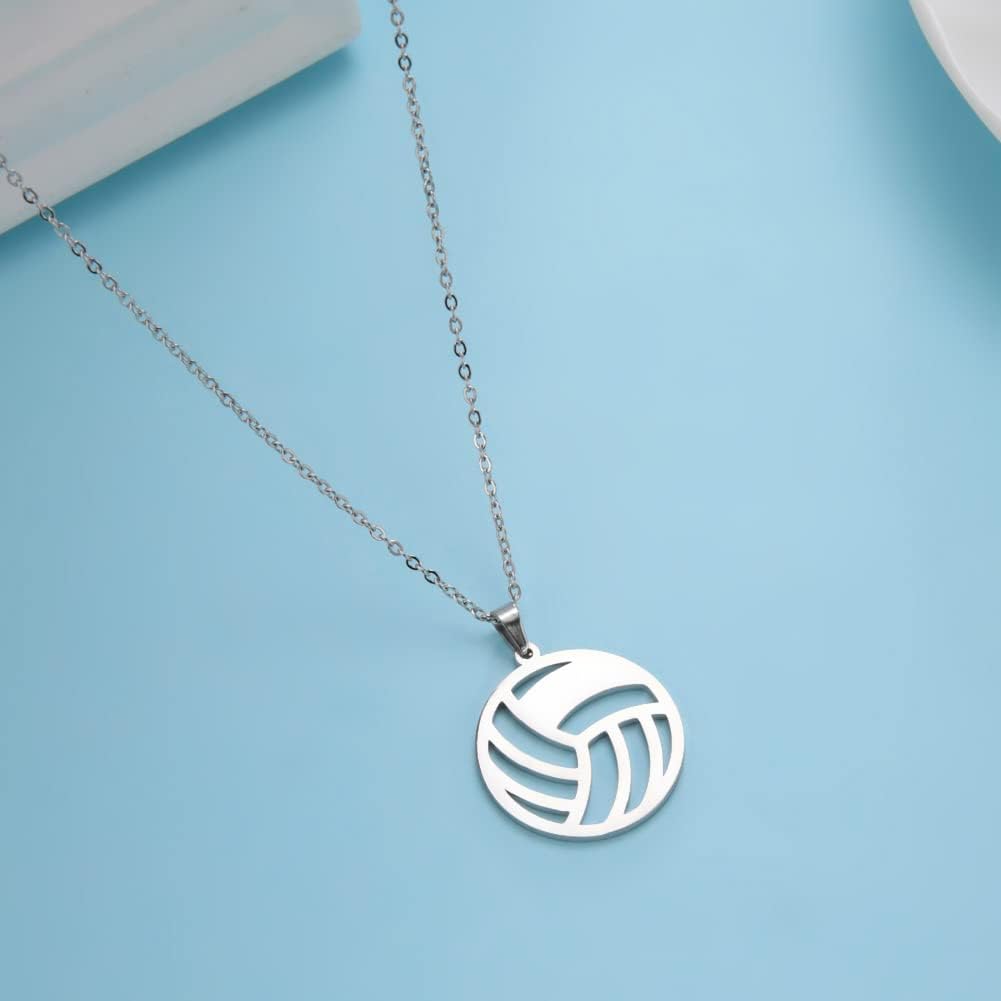 Detalle de Collier volleyball creux VASSAGO en acier inoxydable – bijou sportif minimaliste ajustable