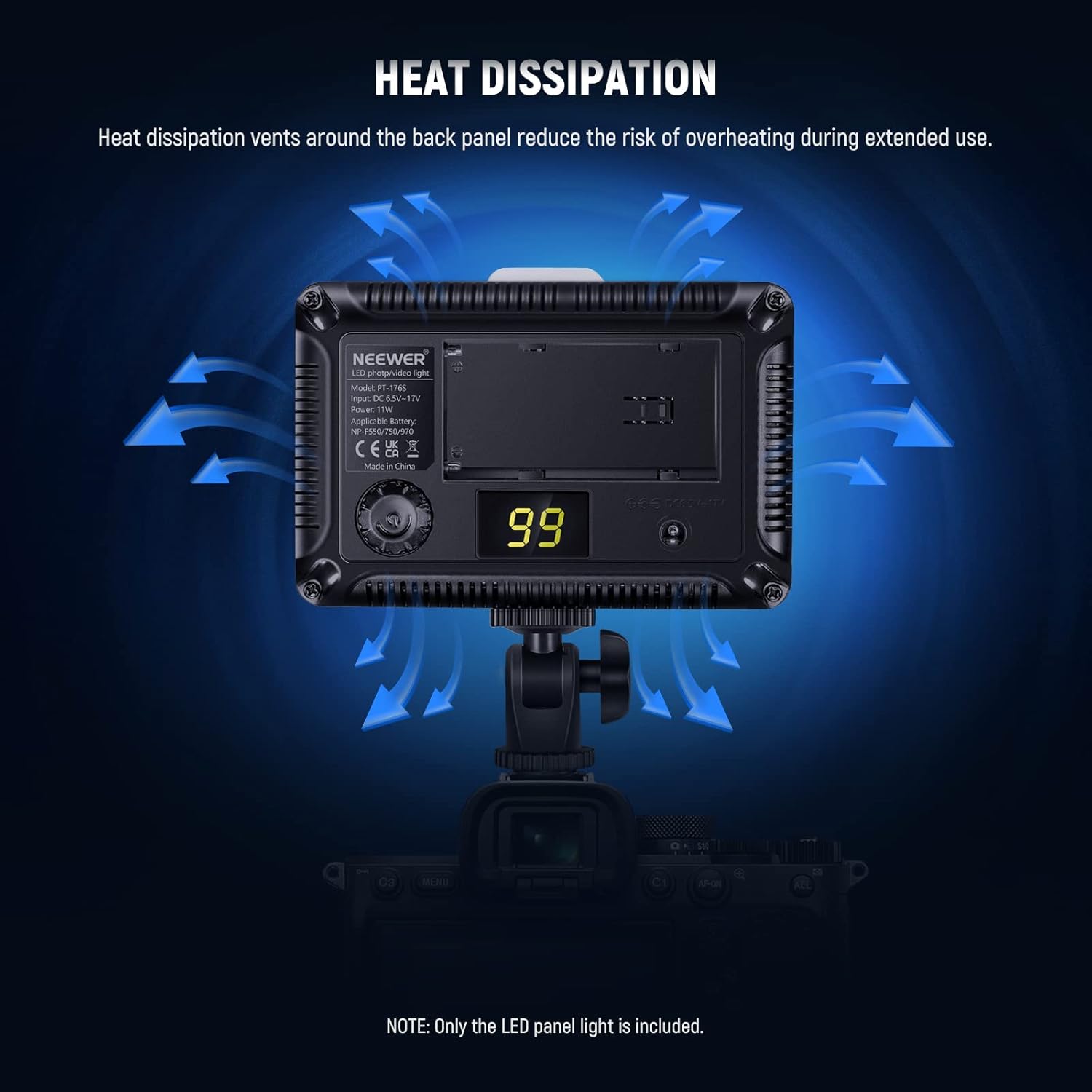 Thumbnail 5 de Neewer 176 LED 5600K Ultra Bright Dimmable On-Camera Video Light (1/4-inch thread mount)