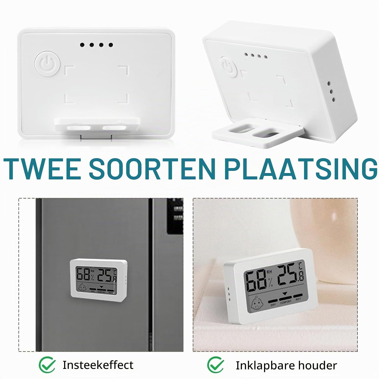 Detalle 2 de HOSPAOP FU40 digitale thermo-hygrometer, set van 4 met smiley-indicator