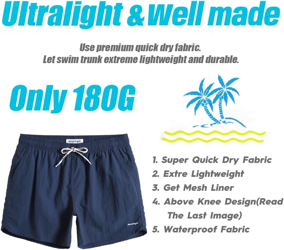 Thumbnail 3 de maamgic Men’s 5" Swim Trunks with Mesh Lining, Quick-Dry Bathing Suits for Men