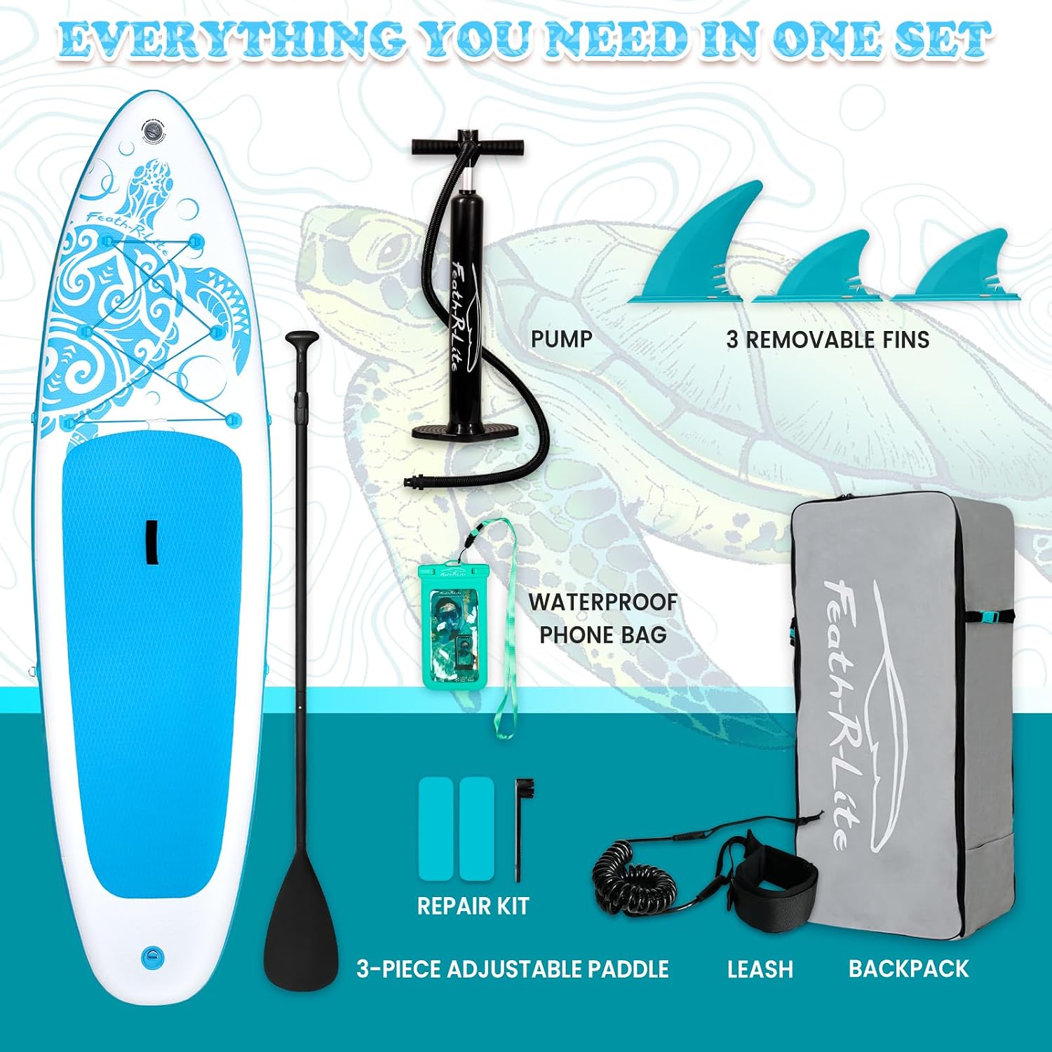 Detalle de FEATH-R-LITE Gonfiabile Stand Up Paddle Board Ultra Leggero con Set Accessori Completo