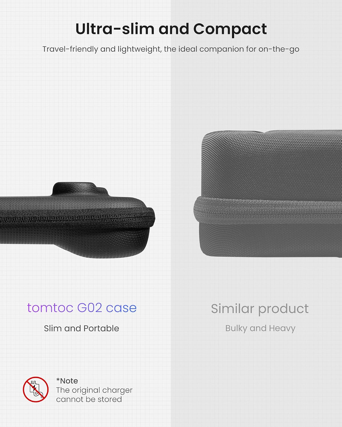 Detalle de tomtoc Protective Case for ROG Ally X and ROG Ally – slim hard shell travel bag, shockproof, black