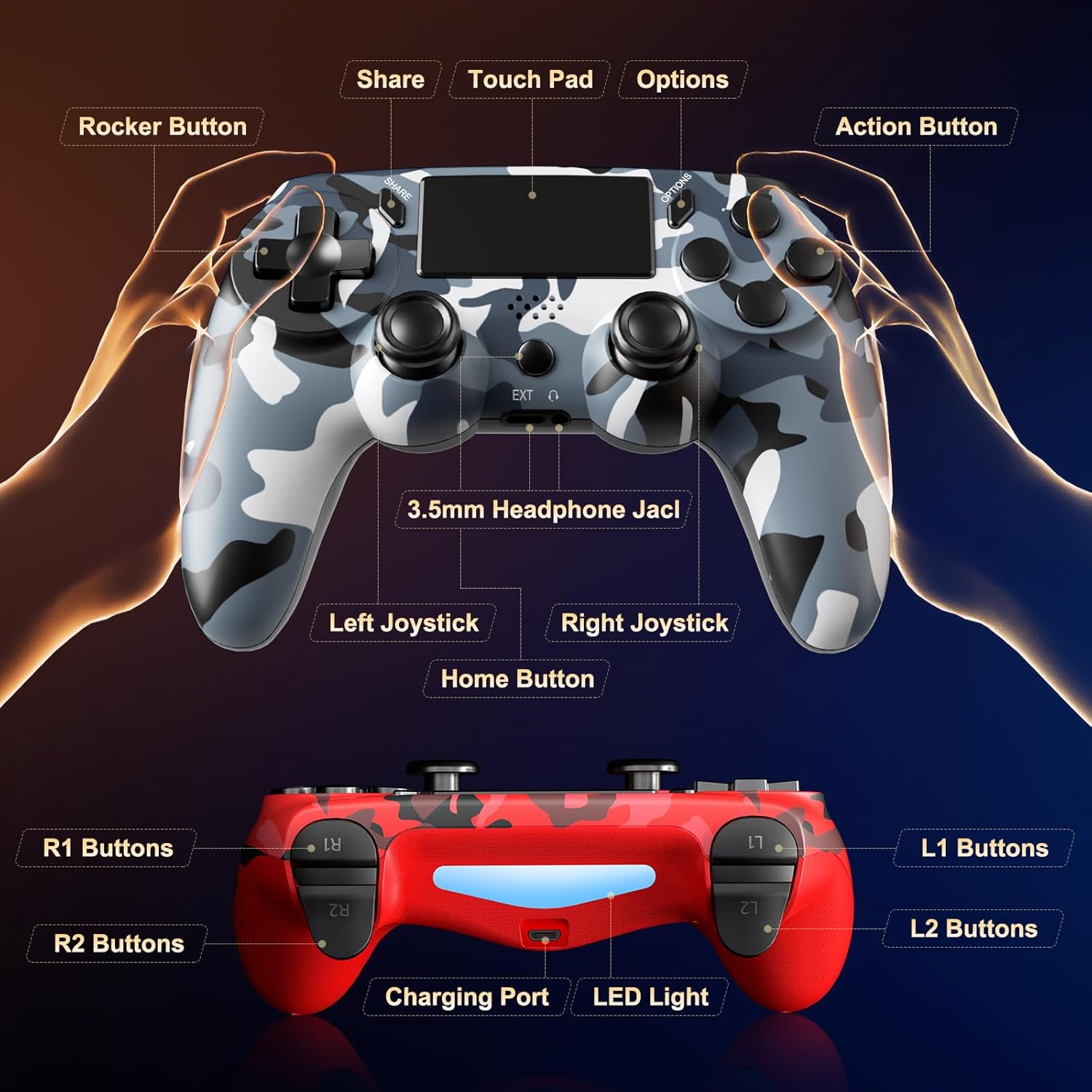 Thumbnail 2 de KDYGPDCT 2 Pack Wireless PS4 Controller 16h 🕹