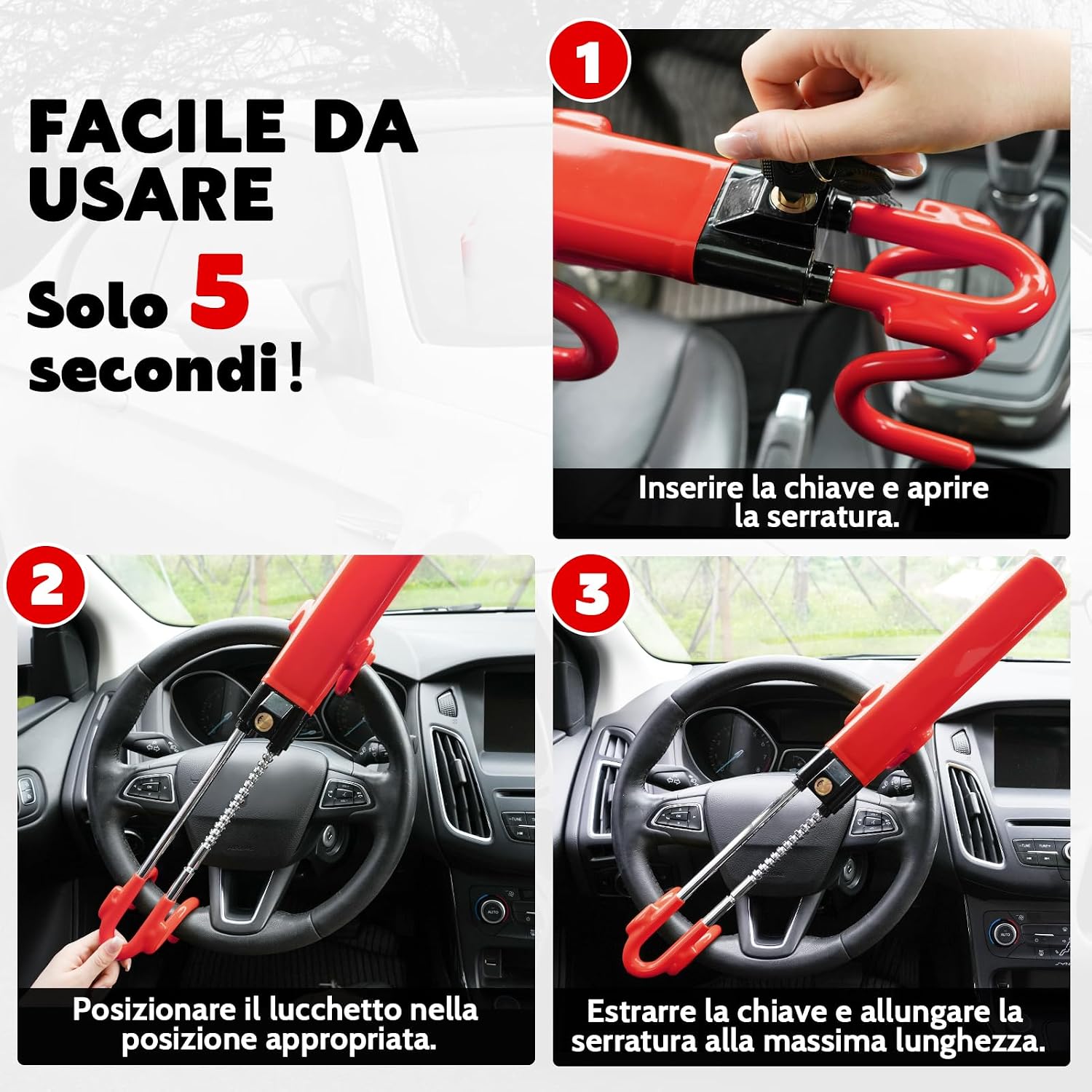 Thumbnail 5 de Tevlaphee Blocca Sterzo Auto regolabile 5,5–13,8"