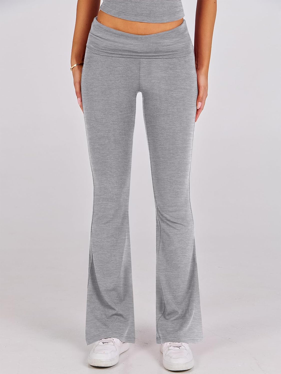 Detalle 2 de ANRABESS 2 Piece Lounge Set for Women — Cropped Top & Fold-Over Flare Leggings