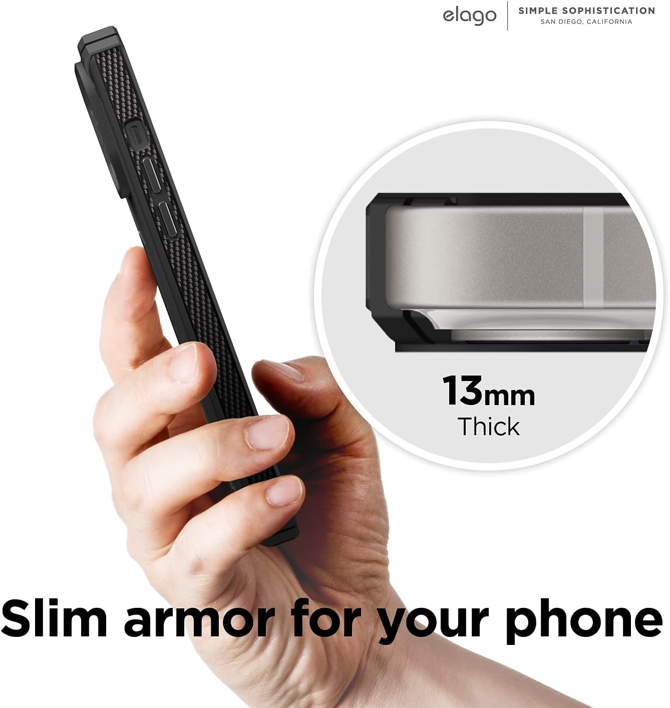 Thumbnail 6 de elago Armor Cover per iPhone 13 (6,1") con protezione antiurto e fibra di carbonio, TPU premium (Nero)