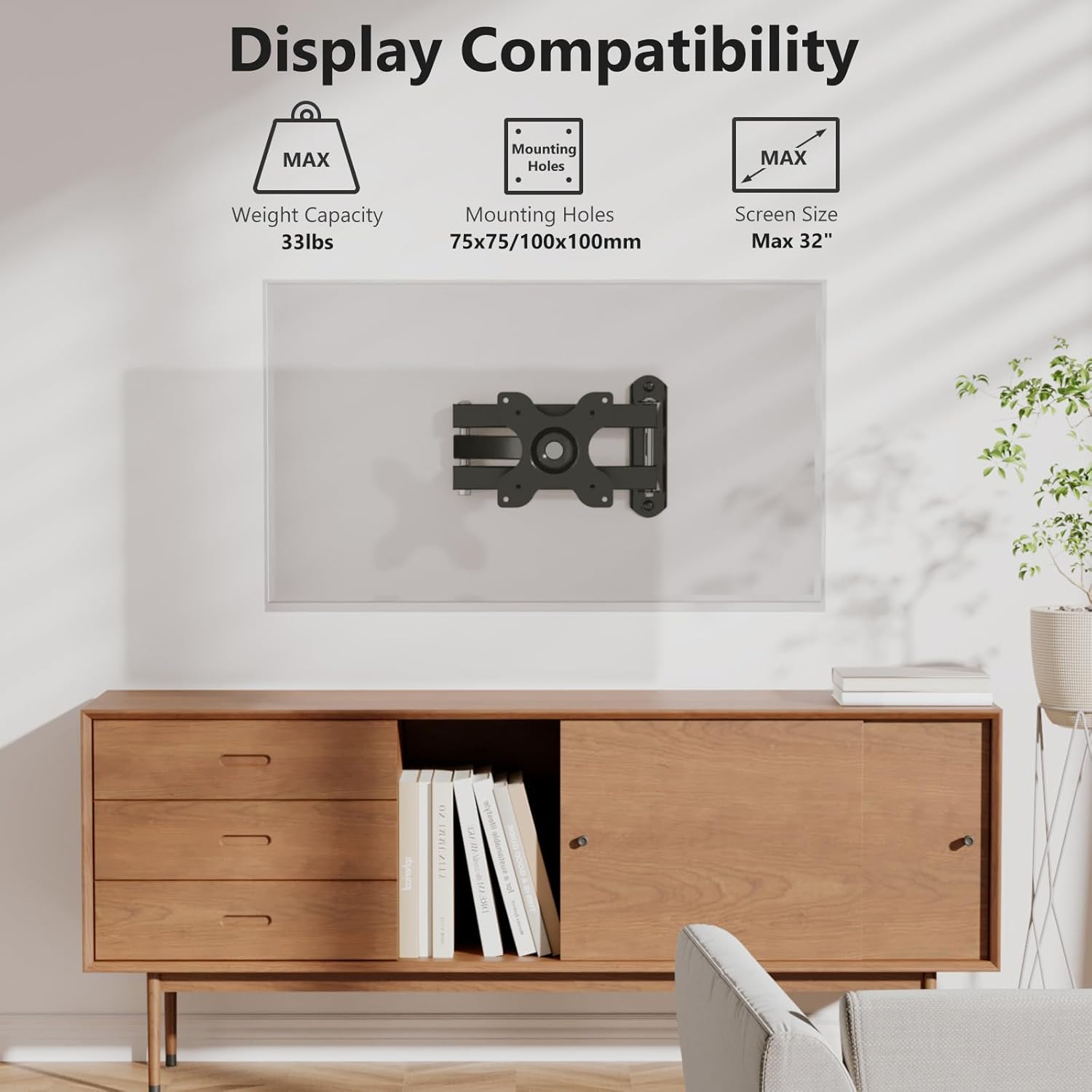 Thumbnail 1 de WALI 1330LM Full Motion TV Wall Mount for 13 to 32-inch TVs (VESA 75/100, up to 15kg)