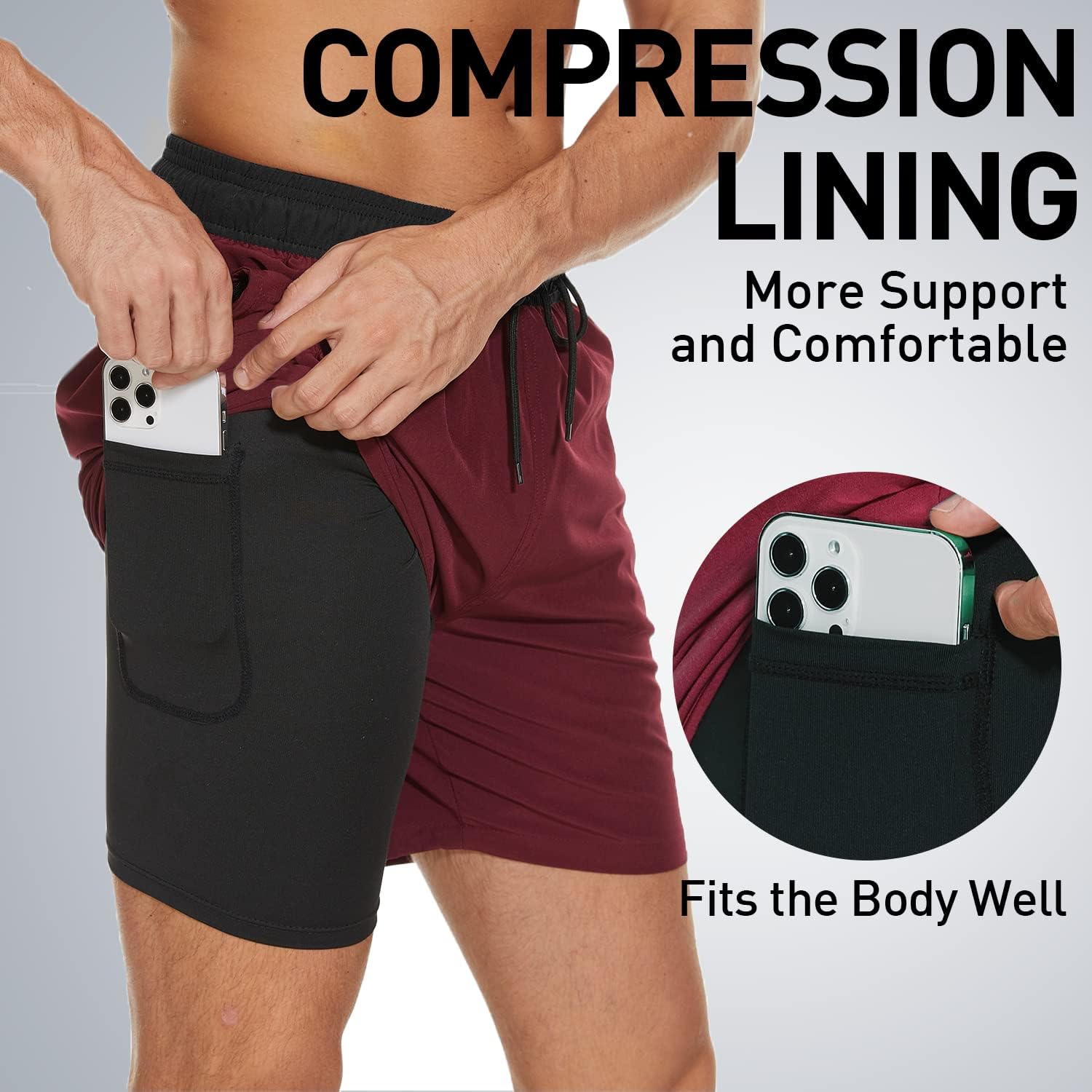 Detalle de Arcweg Badehose Herren 2in1 Kompression Liner – Elastisch, atmungsaktiv und praktisch