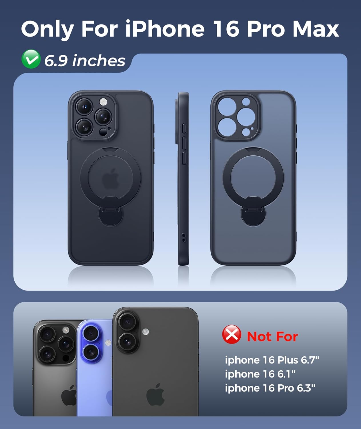 Detalle de FNTCASE for iPhone 16 Pro Max: 360 Spin Magnetic Stand Case with MagSafe, Screen Protector, and Full Camera Protection