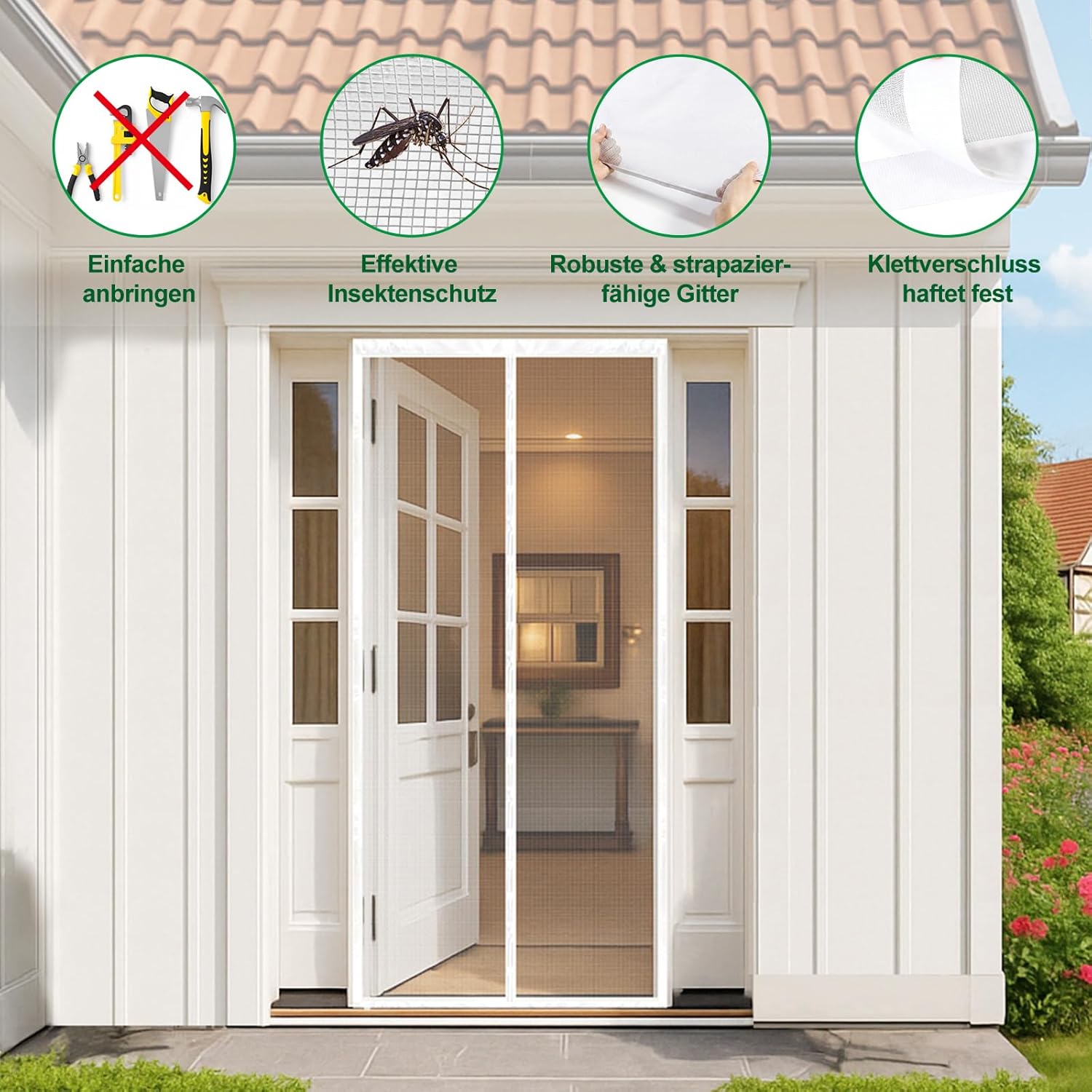 Thumbnail 2 de 4UMOR Fliegengitter Balkontür Magnet (90 x 210 cm) – Insektenschutz ohne Bohren, mit starkem Magnetband