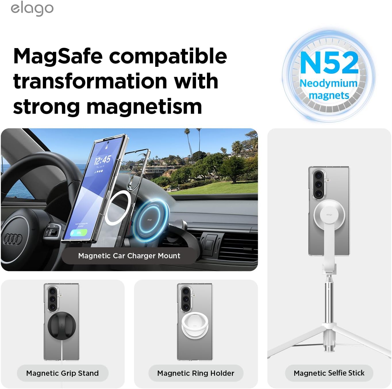 Thumbnail 1 de elago Magnetic Clear Case for Samsung Galaxy Z Fold 7 (MagSafe Clear) – MagSafe compatible clear protection