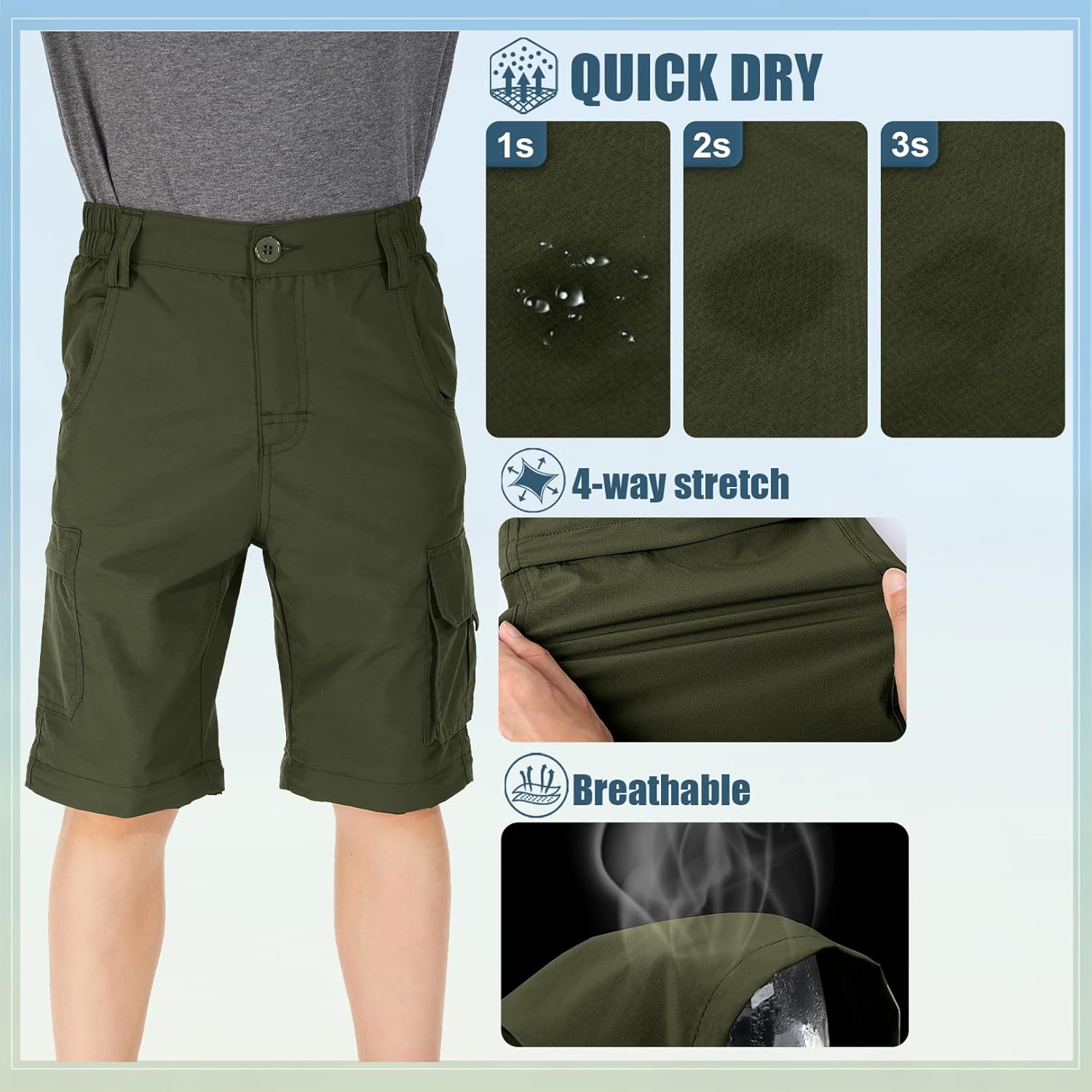 Thumbnail 4 de Linlon Kids' Cargo Pants, Boy's Quick-Dry Convertible Outdoor Pants