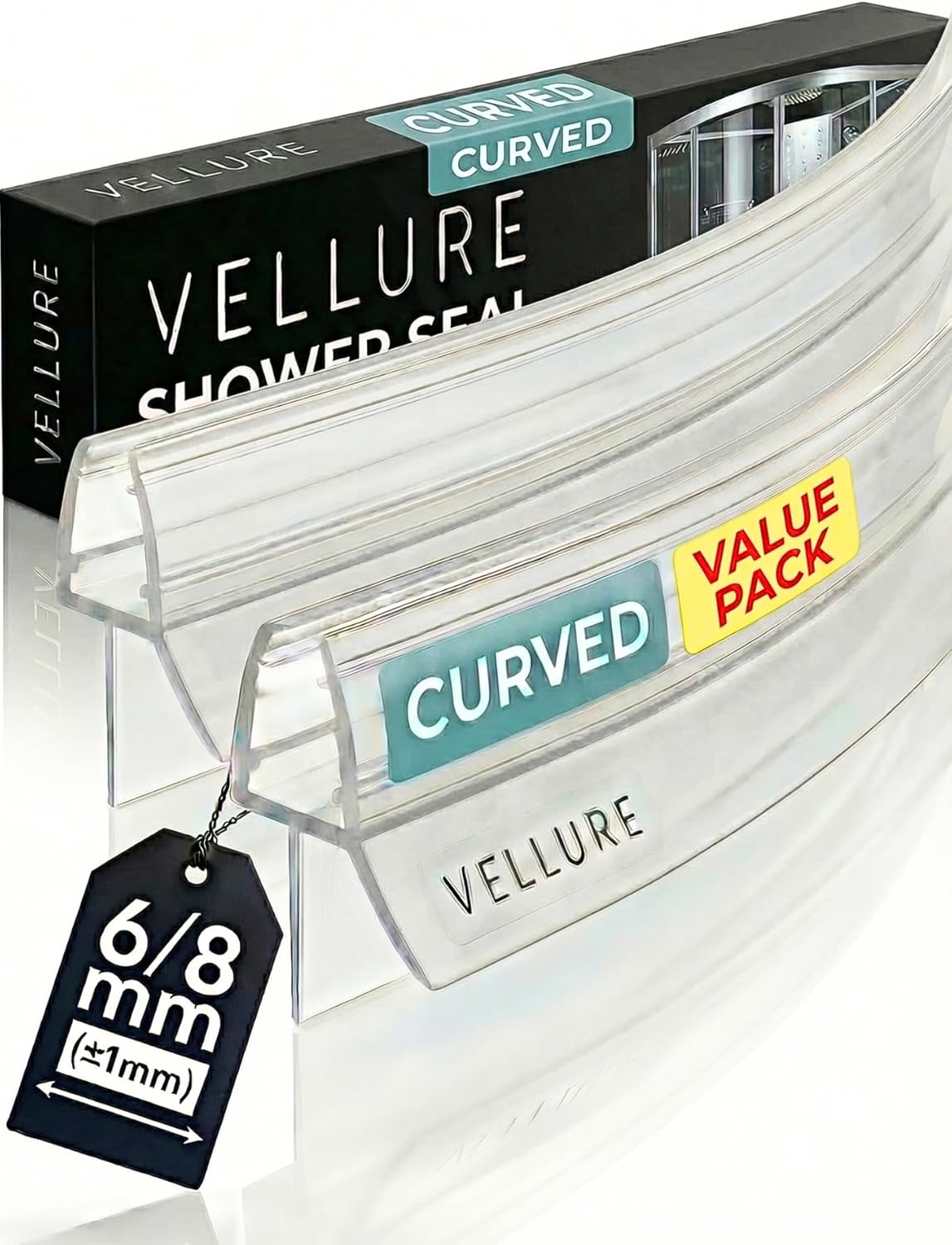 Thumbnail 6 de Vellure 2X Shower Screen Seal Strip for 6 mm glass (up to 90cm) – transparent double-lip PVC