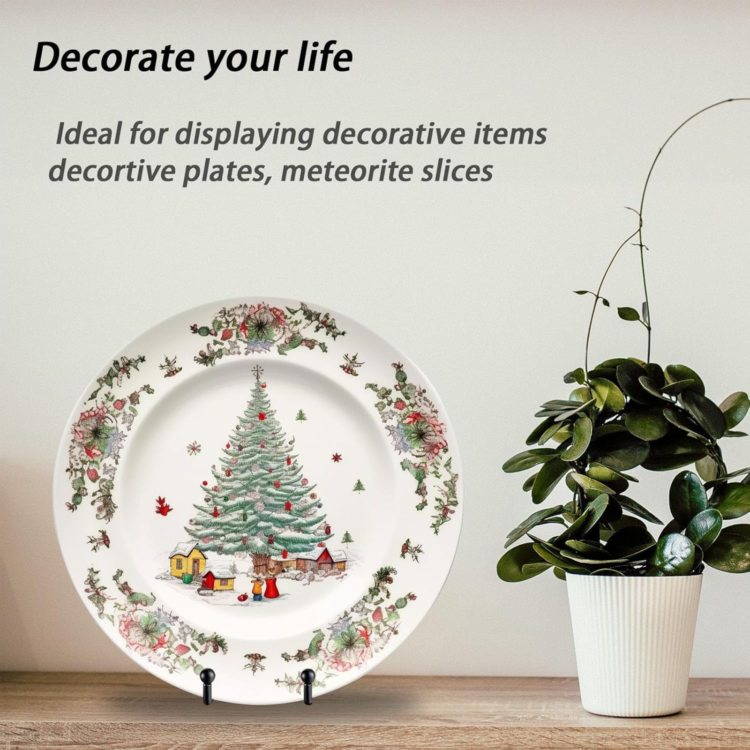 Thumbnail 5 de 4 Pack 8 Inch Plate Stands (Black Metal) for Display – Adjustable Tabletop Shelf Brackets