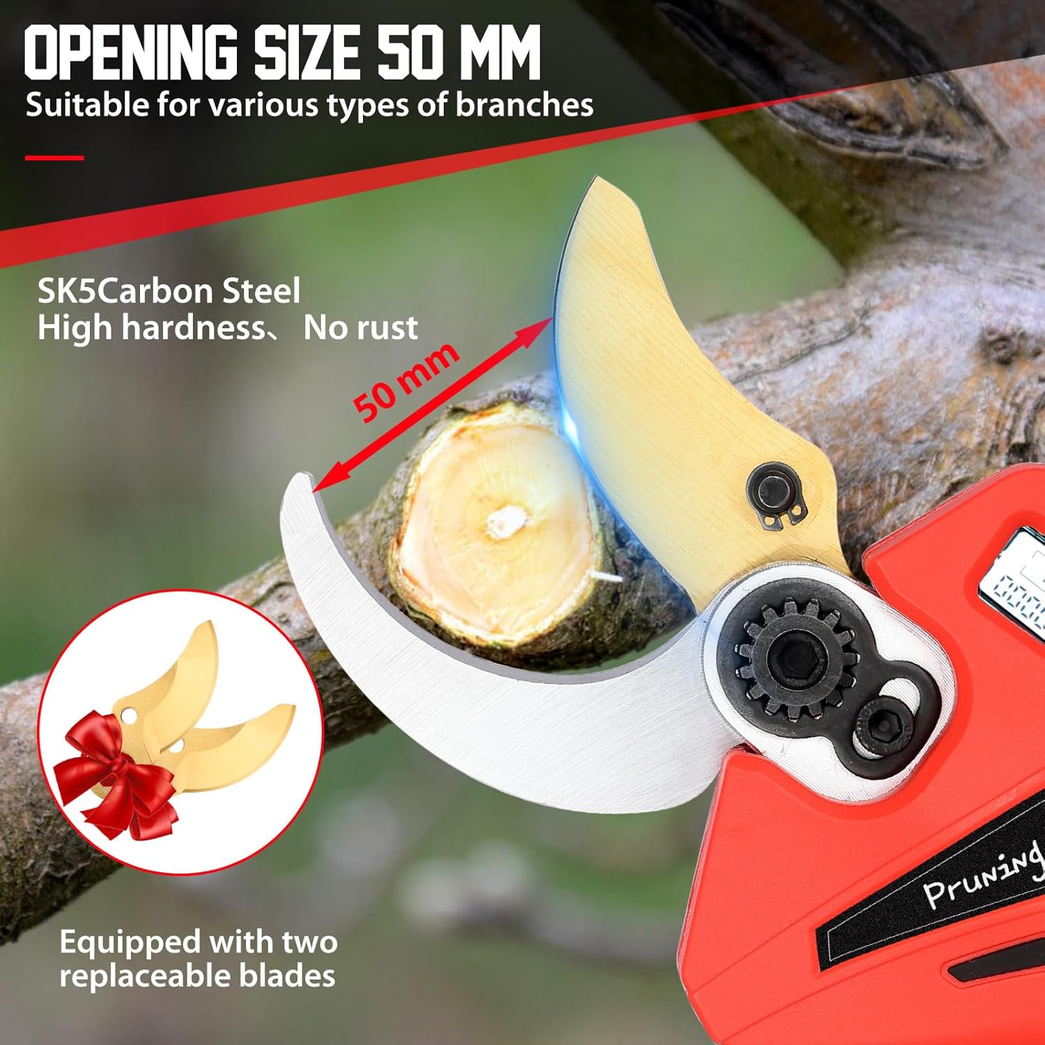 Thumbnail 2 de Forbici Potatura Elettriche 50 mm con Batteria 21V/2000mAh – Cesoie professionali per viti e alberi da frutta
