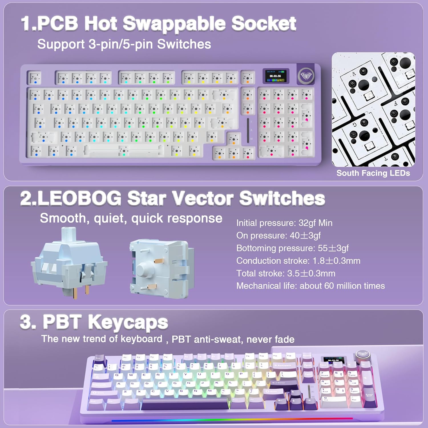 Detalle de AULA S98 Pro Wireless Mechanical Keyboard with Screen & Knob