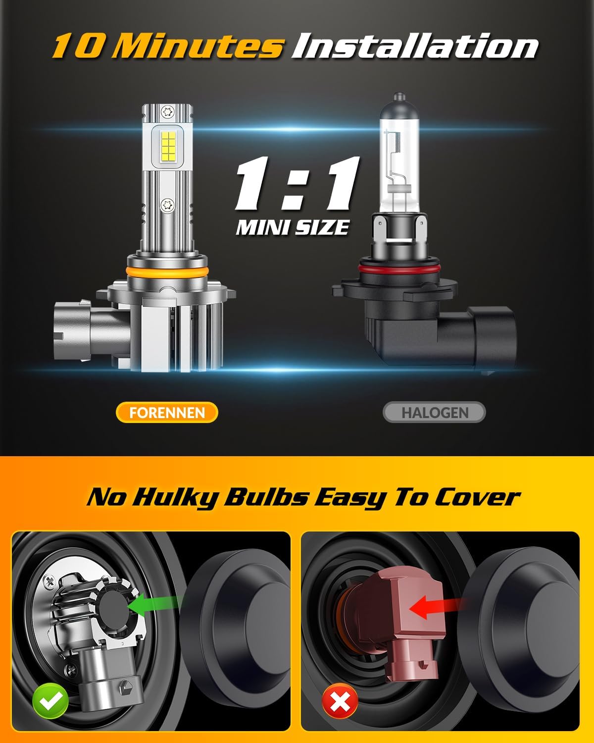 Detalle 2 de FAHREN 2026 H11 6500K LED Bulbs