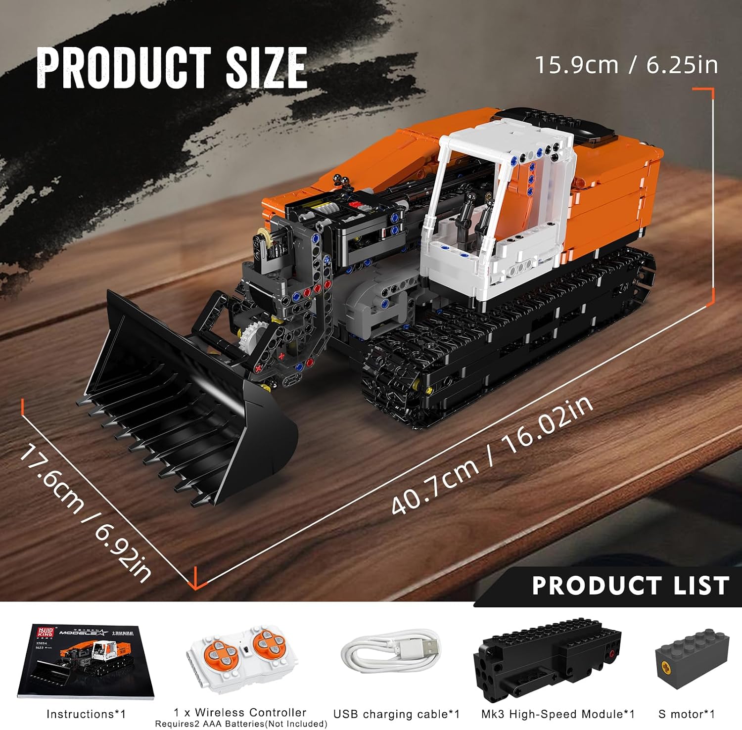 Detalle 2 de Mould King 17054 Technic Bulldozer con control app