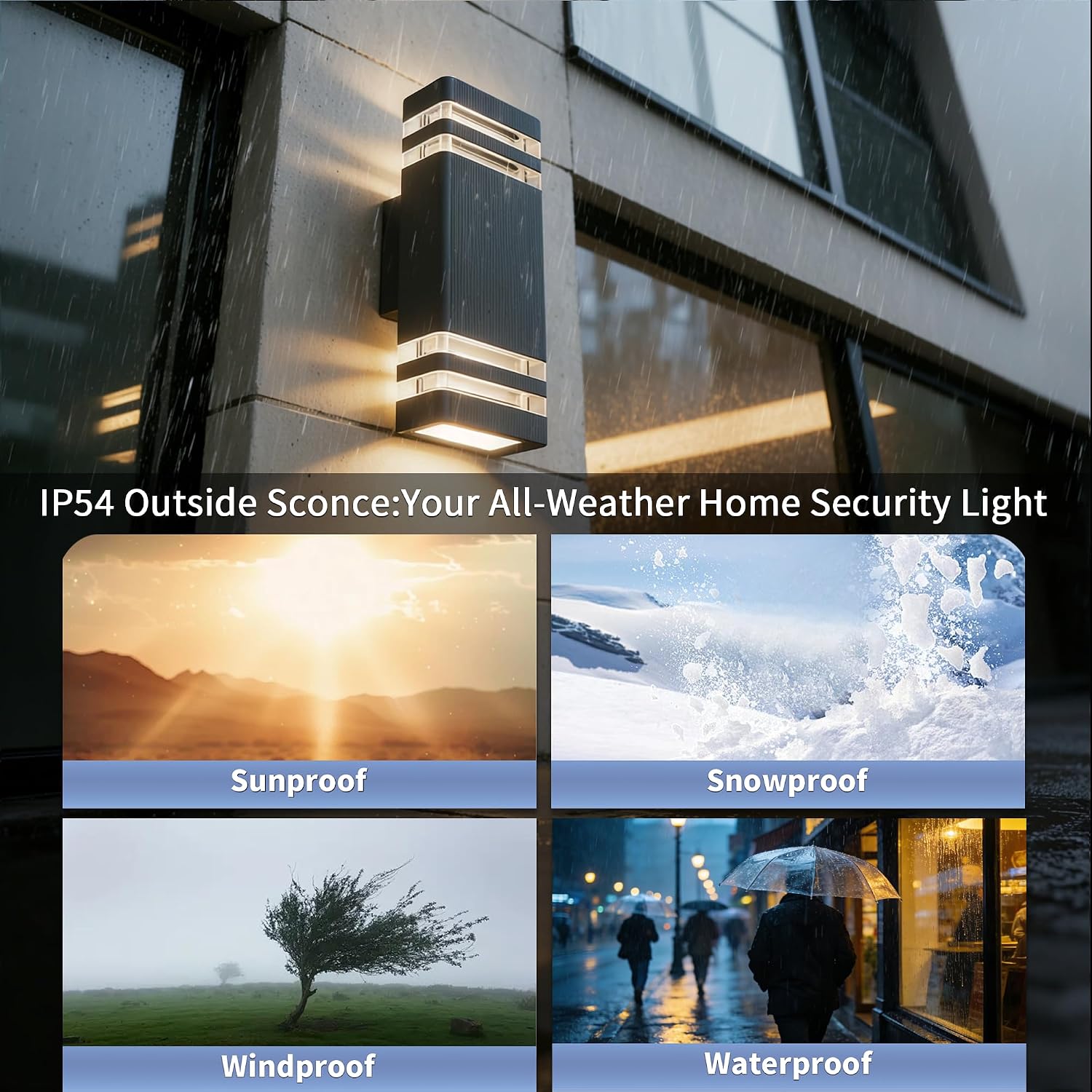 Detalle de Outdoor Wall Lights Mains Powered Up Down Outside Light IP54 Waterproof Porch Front Door Light Anthracite Grey