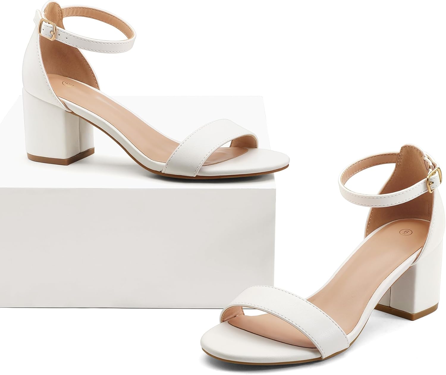 Thumbnail 2 de mysoft Women's Chunky Low Heels Open Toe Block Heel Dress Ankle Strap Pump Wedding Sandals