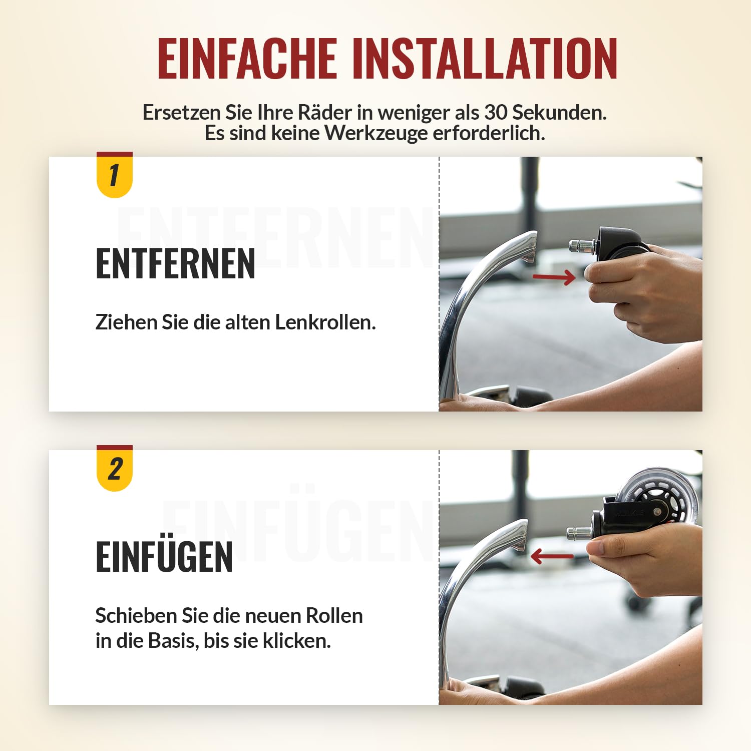 Thumbnail 6 de HOLKIE Bürostuhlrollen 10er-Set – glatte, schonende Parkettrollen 11x22 mm