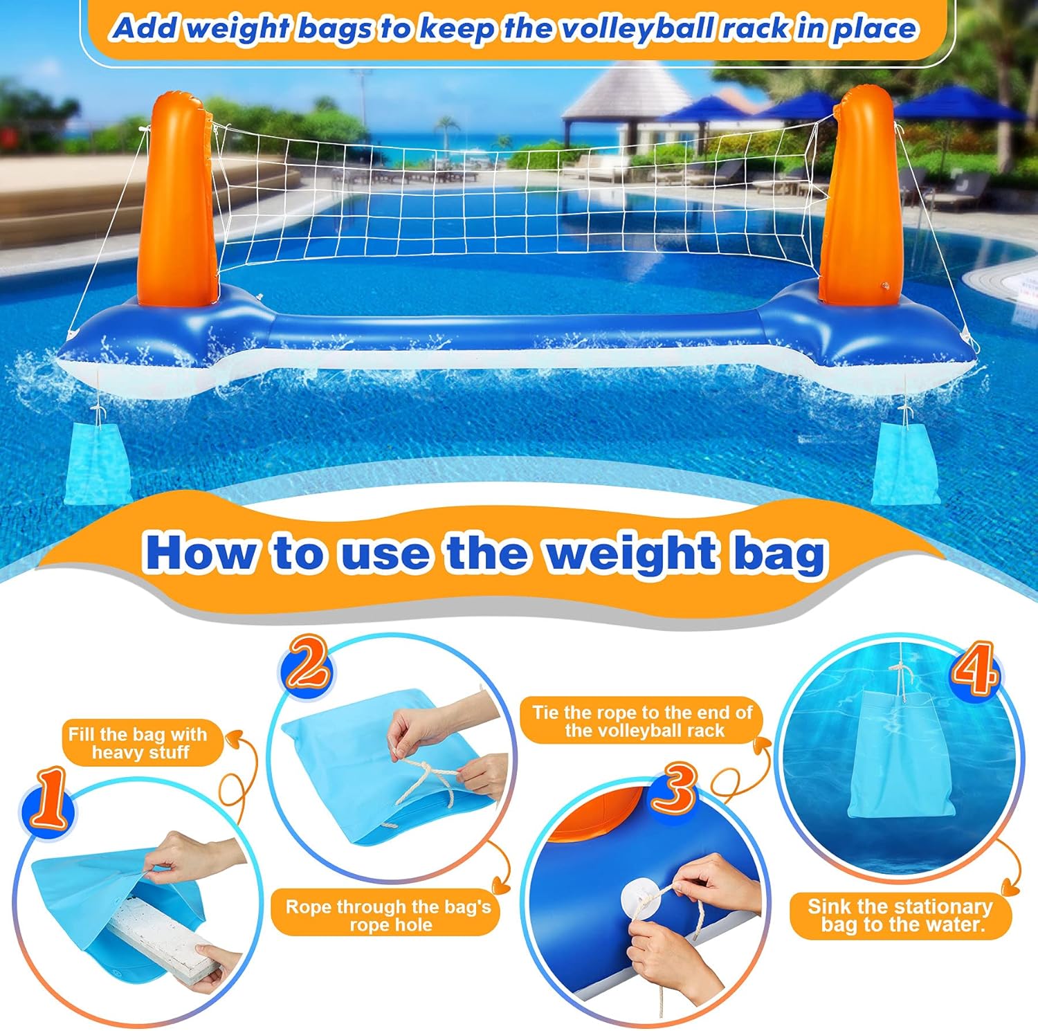 Detalle de Subtail Ensemble de Volley-Ball Gonflable 290 cm — Jeux de piscine pour toute la famille