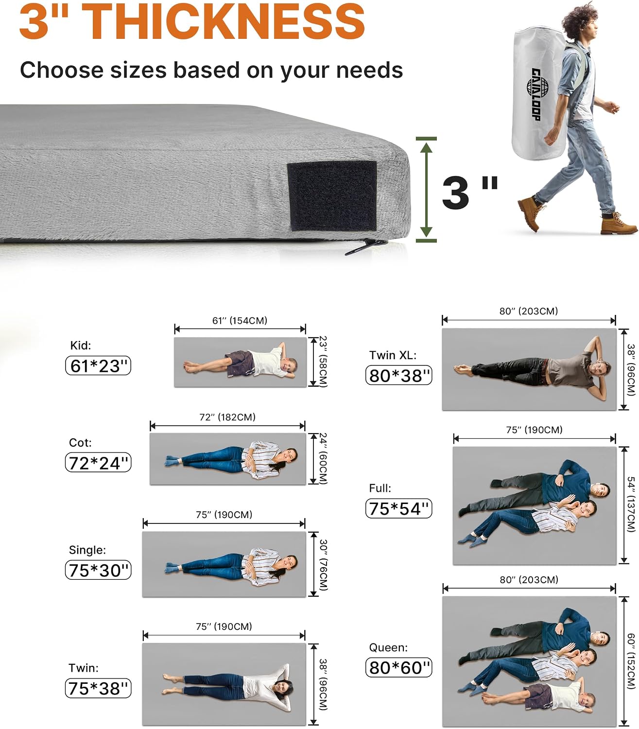 Thumbnail 6 de GAIALOOP 3-Inch Memory Foam Camping Mattress