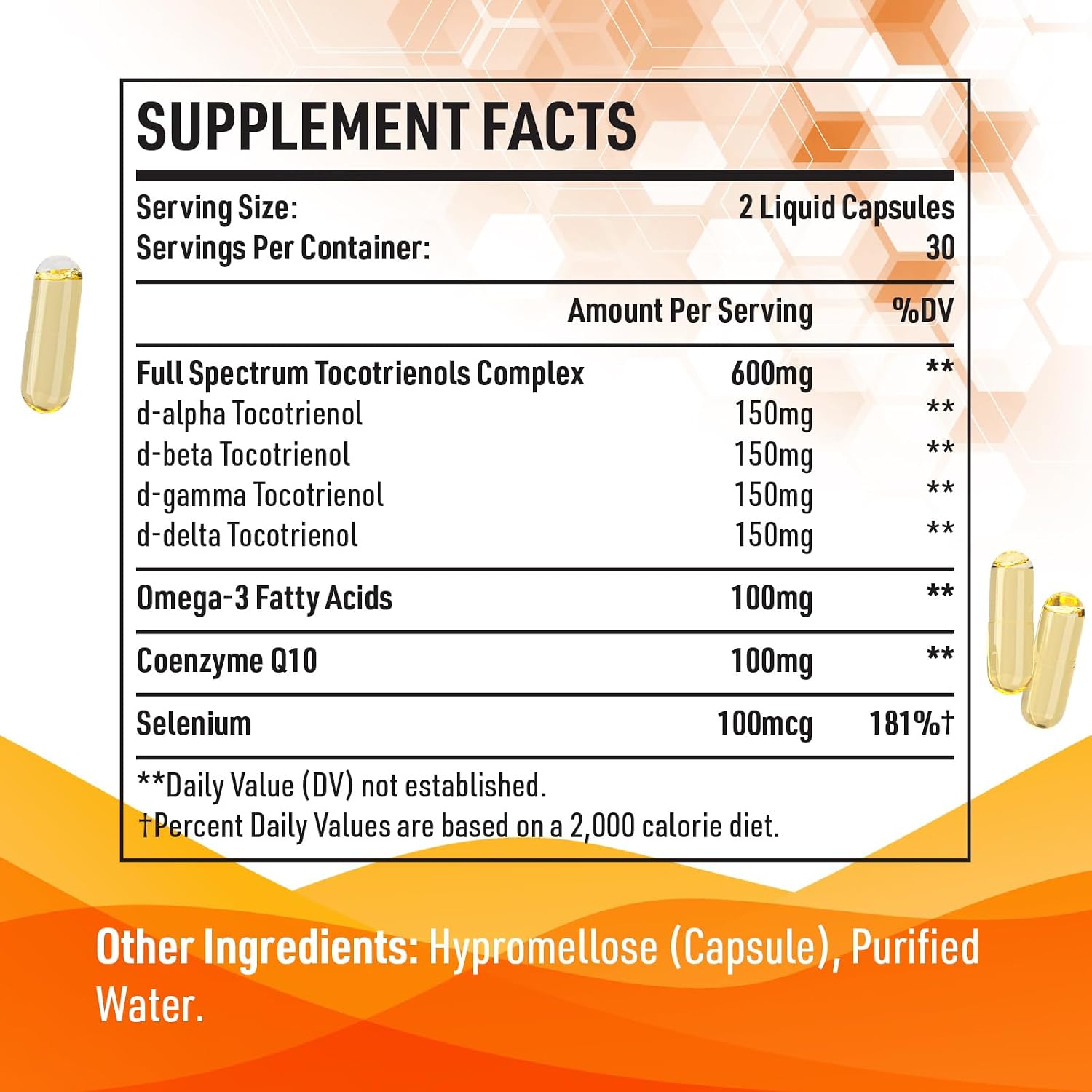 Detalle 1 de Kroppssund Tocotrienols 800 mg Supplement with CoQ10, 120 Liquid Capsules