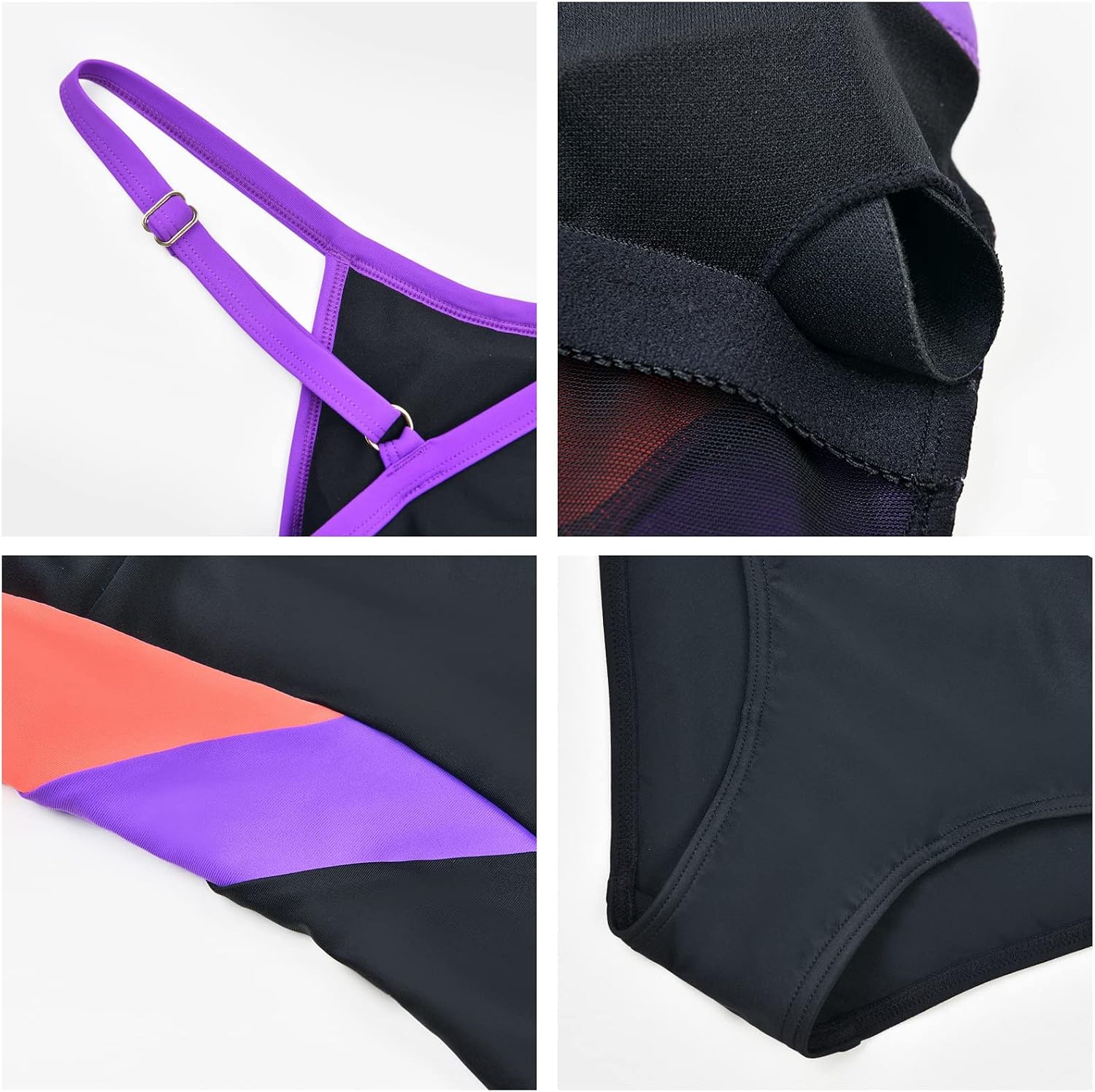 Detalle de Veranobreeze Damen Sport-Badeanzug Racerback Schwarz mit UV-Schutz 50+