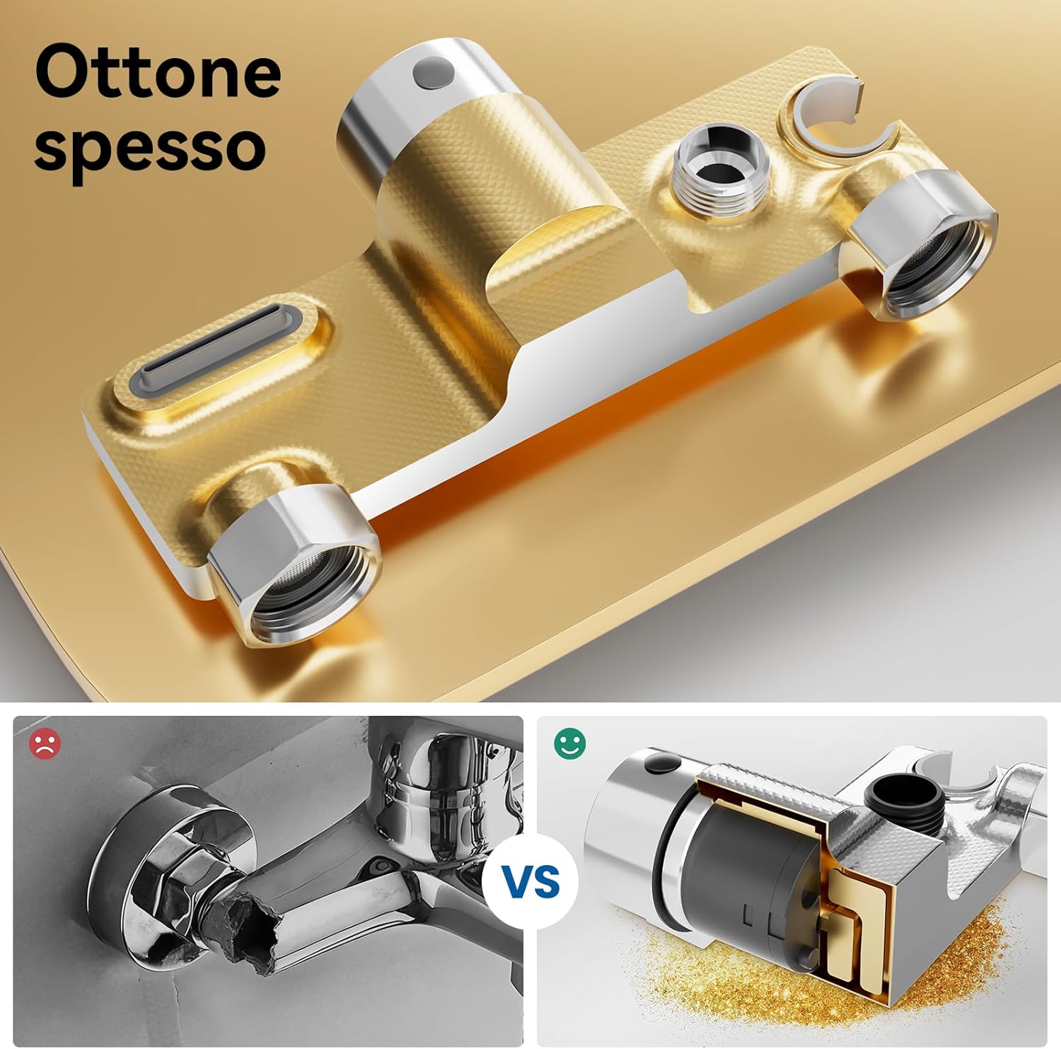 Thumbnail 2 de Auralum Miscelatore doccia in ottone con porta sapone, soffione 5 funzioni e tubo doccia 1,5 m