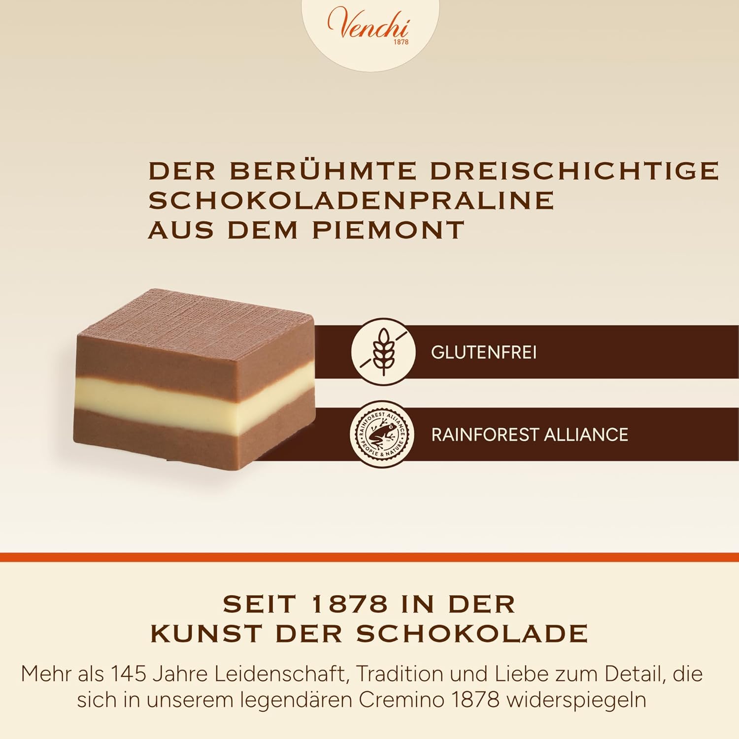 Thumbnail 3 de Venchi Cremini 1878 – dreischichtige Pralinen mit Milch-Gianduja und Mandelpaste, glutenfrei (1 kg)