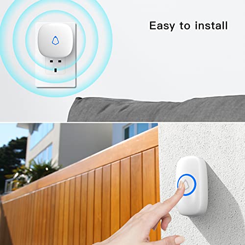 Detalle de SECRUI Wireless Doorbell: Plug-In, Waterproof, 300m Range with 58 Chimes