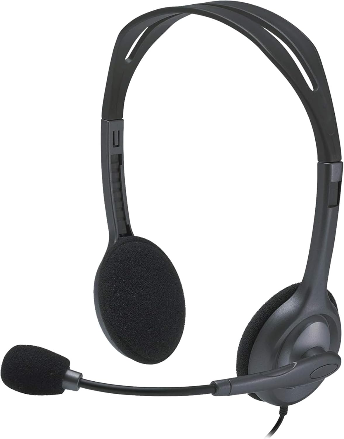 Detalle de Logitech H111 Kopfhörer mit Mikrofon – Stereo-Headset mit verstellbarem Mikrofon und Dualanschluss (Schwarz)